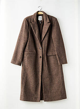 Manteau long coupe droite sans capuche marron OBJECT femme