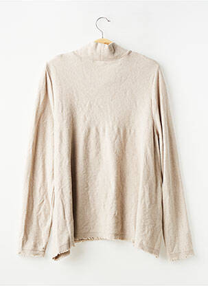 Pull maille tricot manches longues beige DEVERNOIS femme