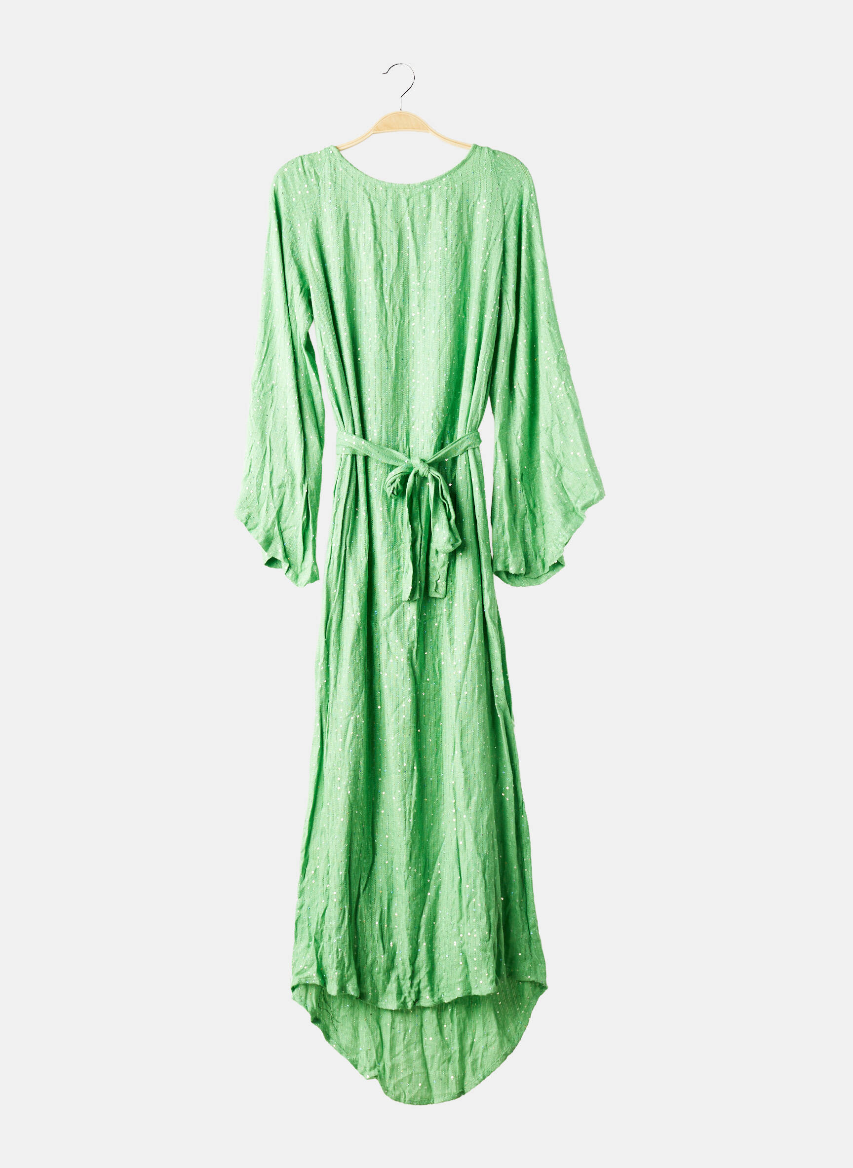 Robe longue tissage crêpe manches 3/4 vert SUNDRESS femme