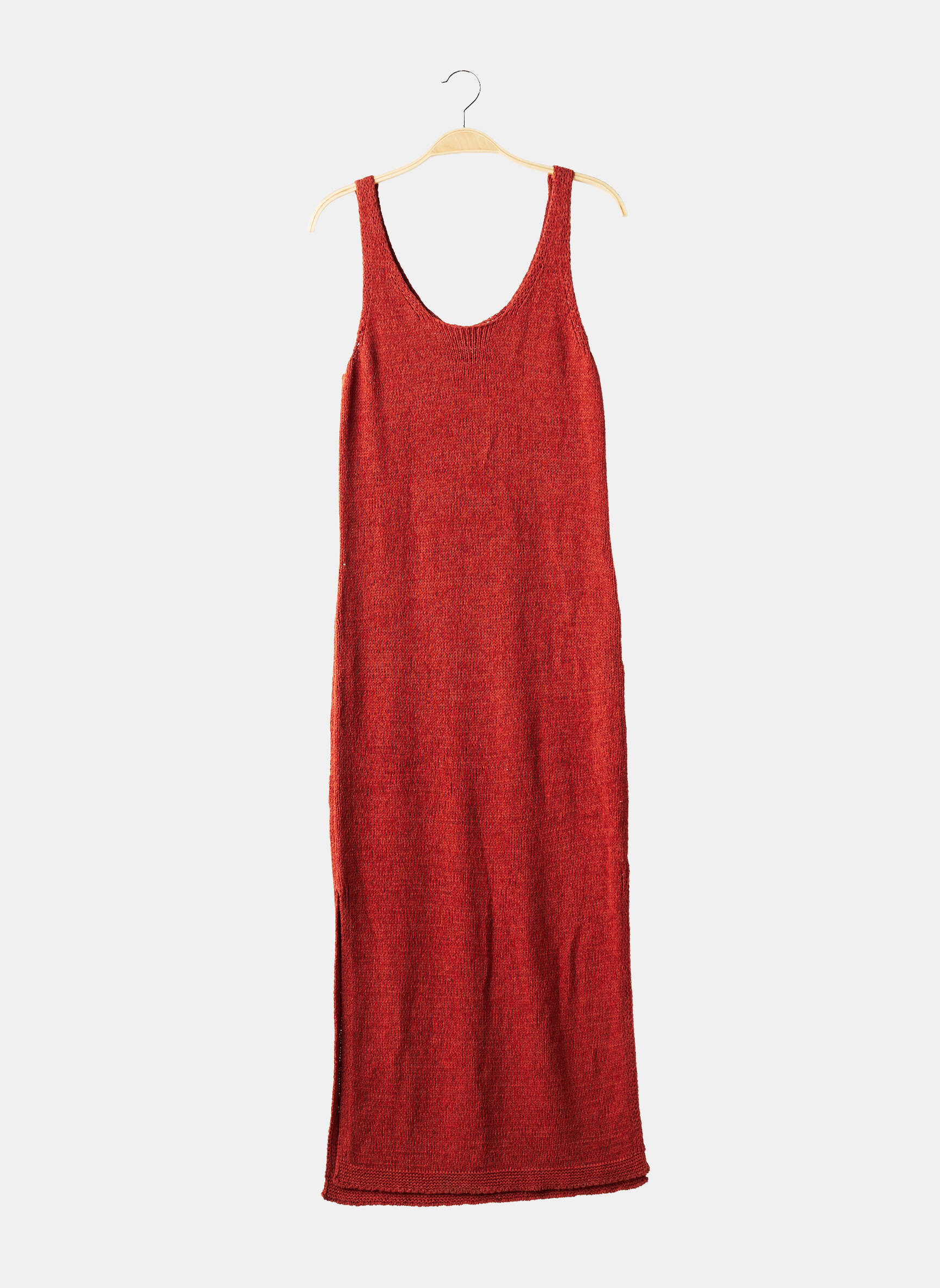 Robe pull col v fines bretelles orange CANDA femme