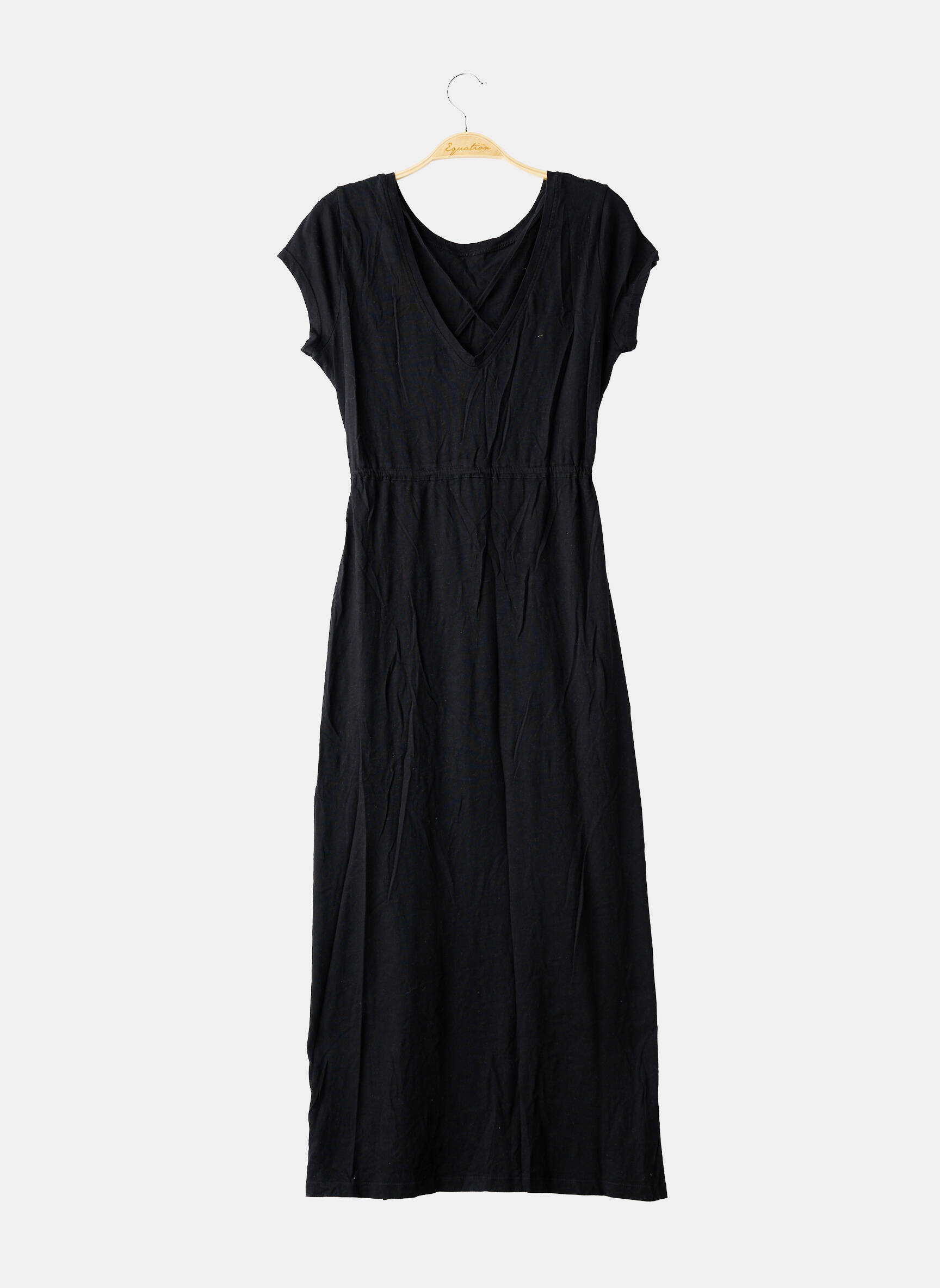 Robe longue manches courtes manches courtes noir SANS MARQUE femme
