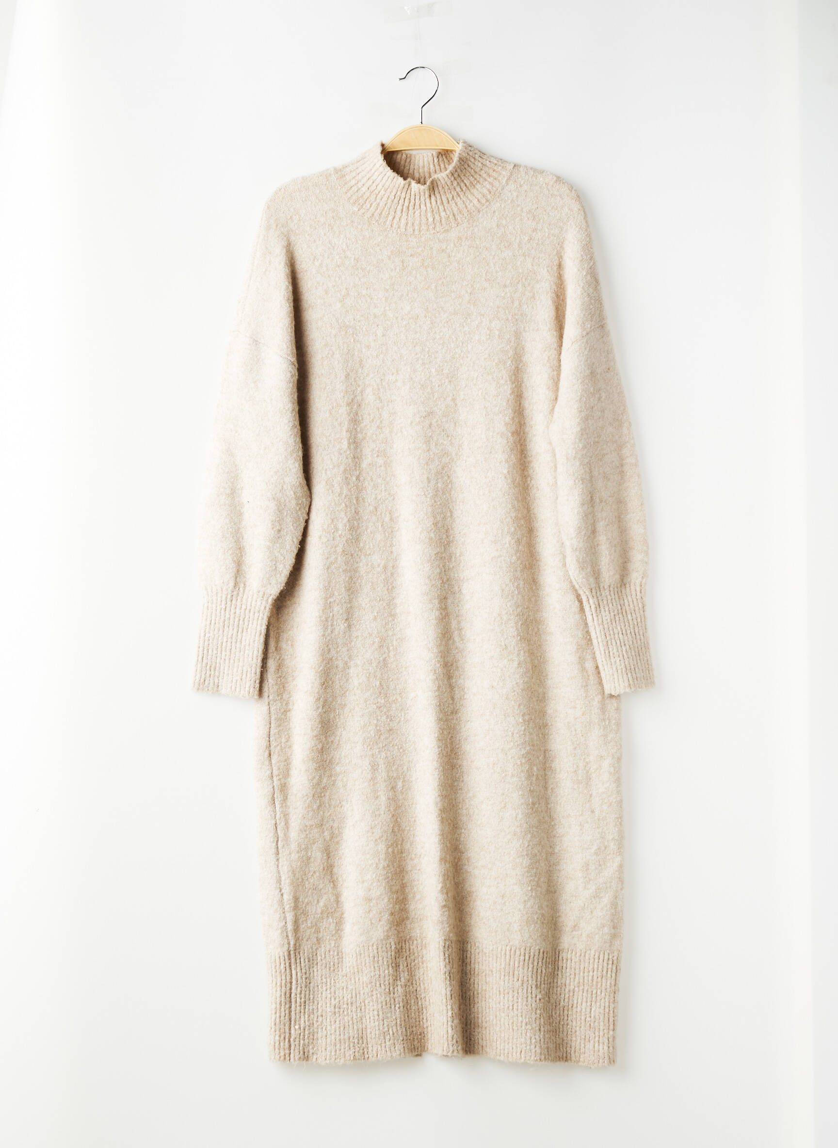 Robe pull resserrée sur le bas manches longues beige C&A femme