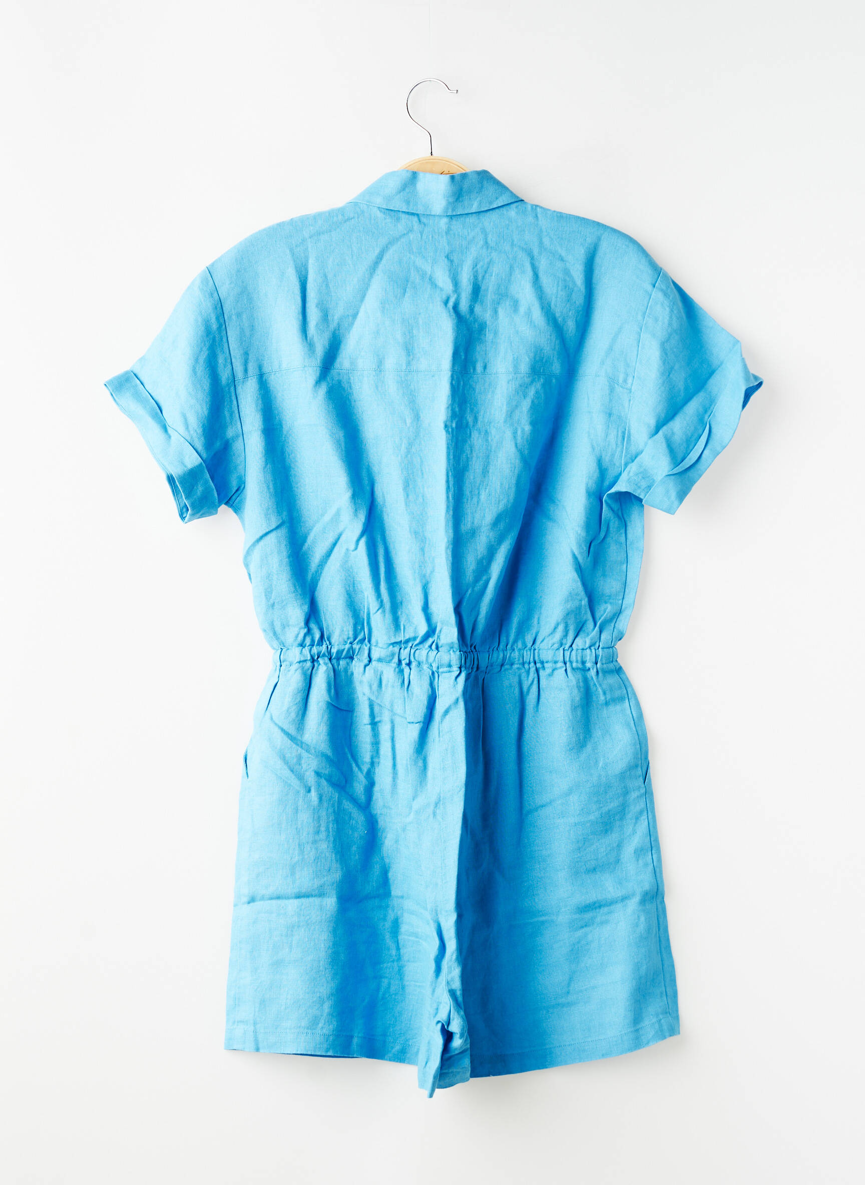 Combishort tissage crêpe manches courtes bleu MAISON 123 femme