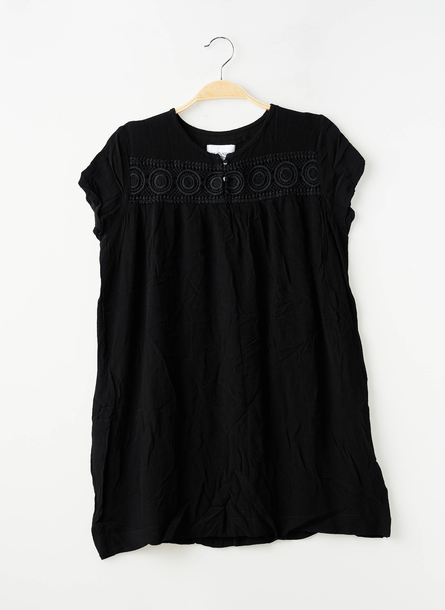 Top coupe fluide manches courtes noir MIS RANDER femme