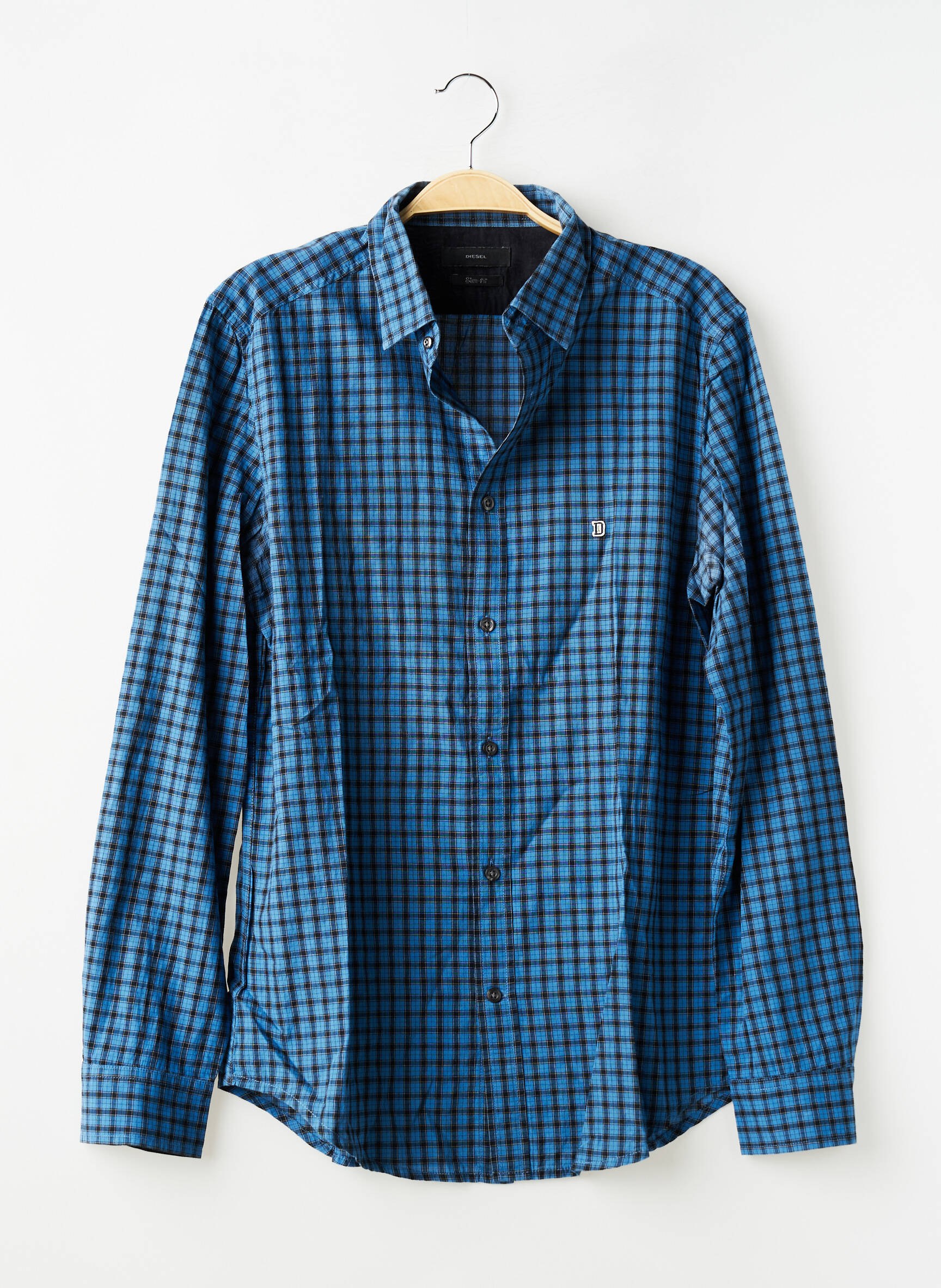 Chemise manches longues coupe droite bleu DIESEL homme