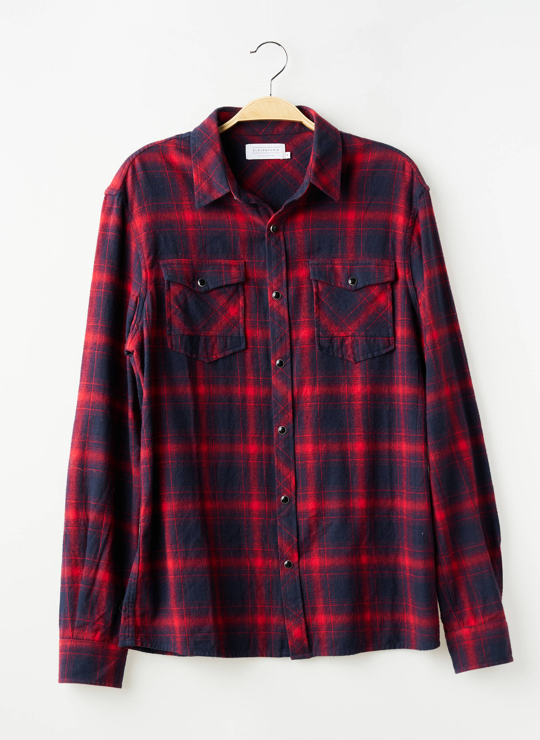 Chemise manches longues poches rouge ELEVEN PARIS homme