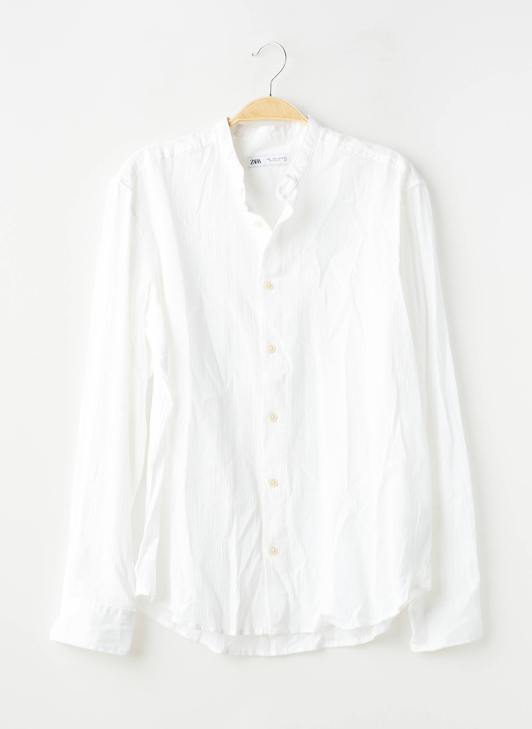 Chemise manches longues coupe cintrée blanc ZARA homme