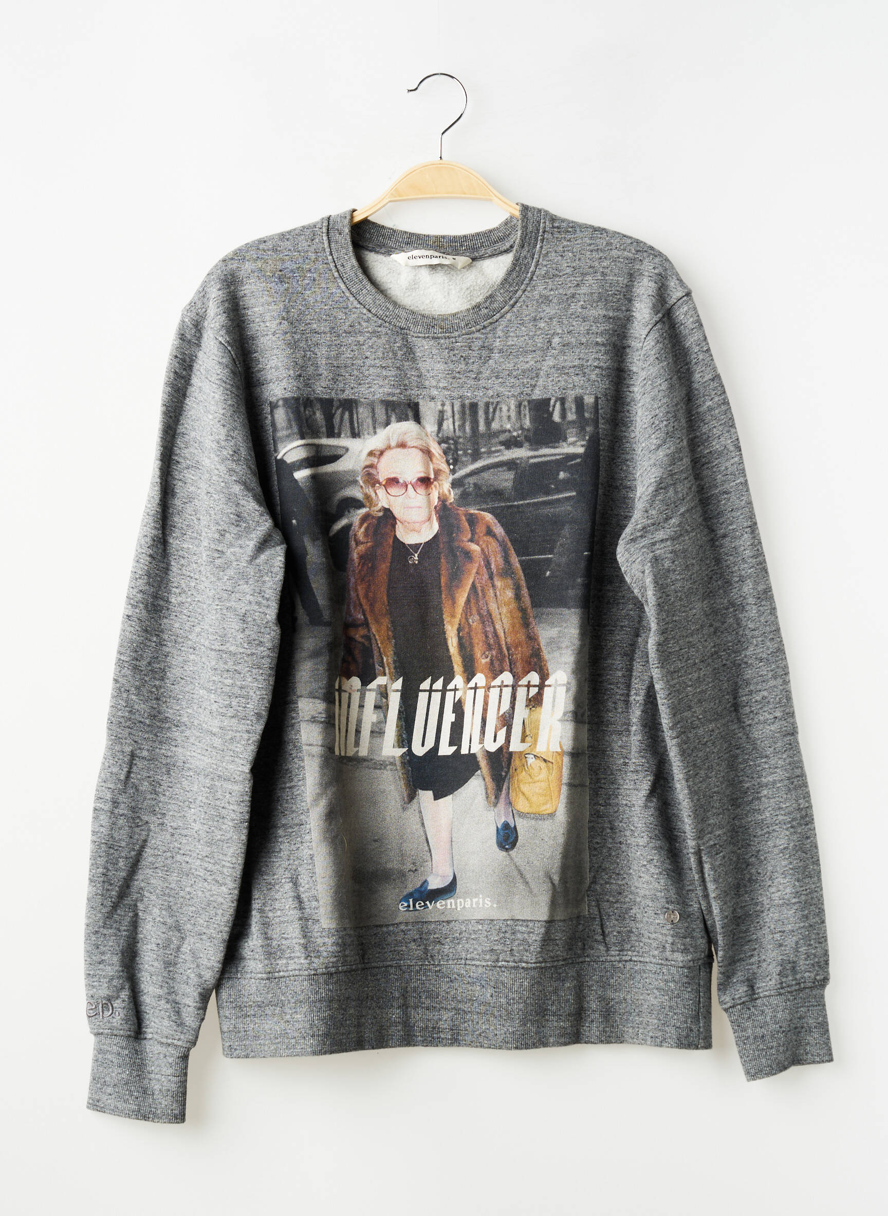 Sweat-shirt stretch manches longues gris ELEVEN PARIS femme