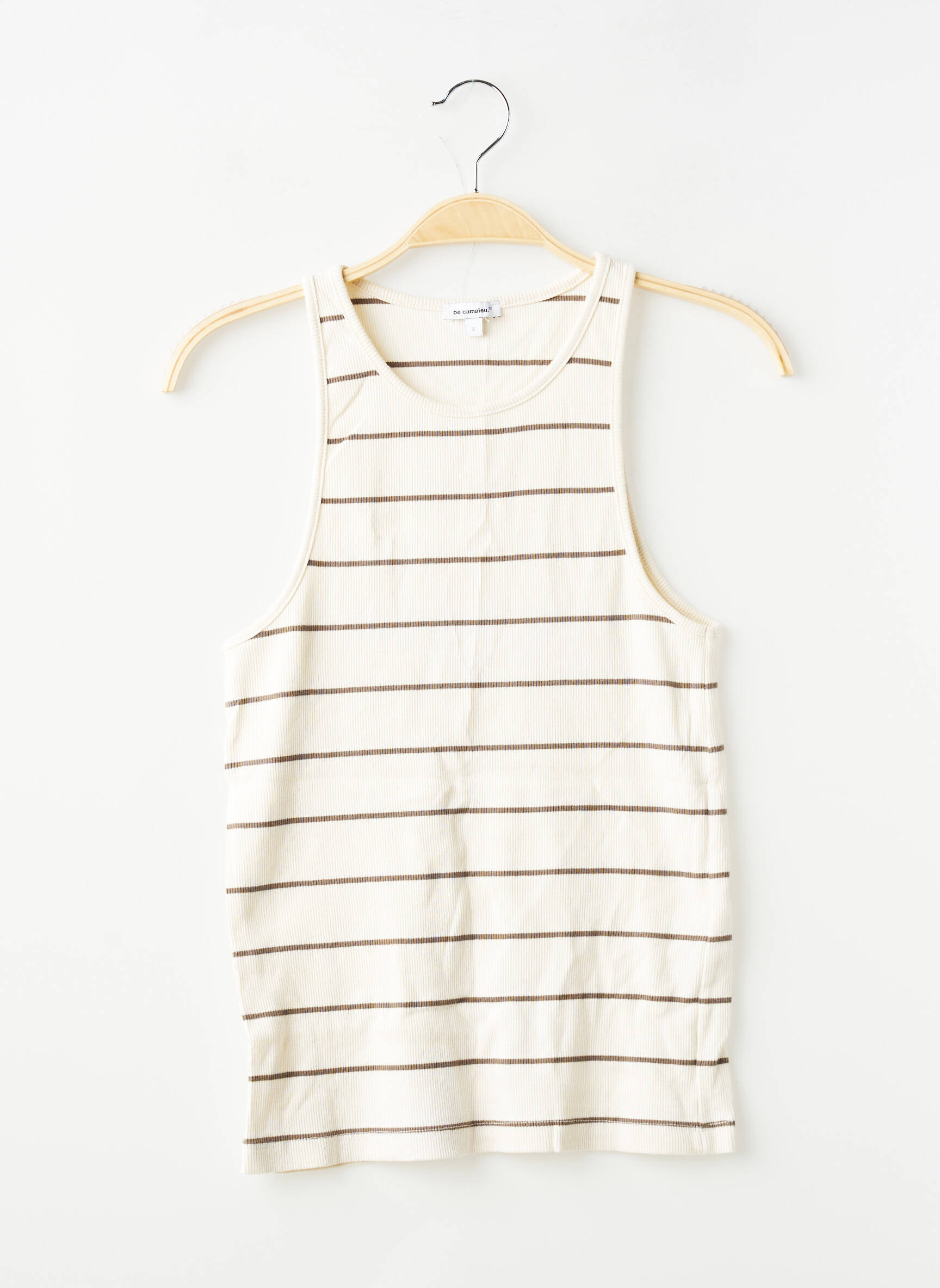Débardeur stretch sans manche beige BE CAMAIEU femme
