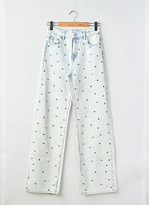 Jeans coupe droite broderie rivets taille haute bleu PIMKIE femme