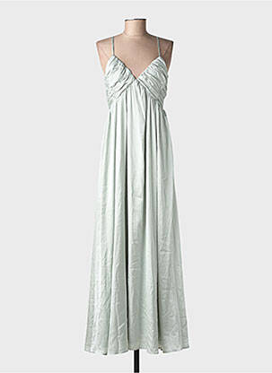Robe longue manches bretelles ajustables fines bretelles vert COPPEROSE femme