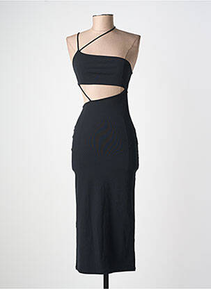 Robe mi-longue coupe cintrée fines bretelles noir ZARA femme