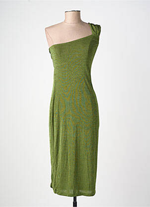 Robe mi-longue fines bretelles vert CIDER femme