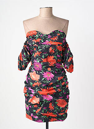 Robe courte fermeture zippée au dos manches courtes noir LOAVIES femme