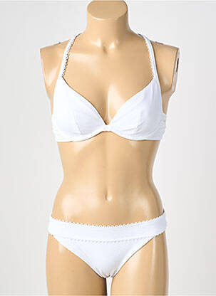 Maillot de bain 2 pièces stretch haut soutien-gorge avec mousse de rembourrage amovible blanc DARJEELING femme