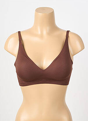 Soutien-gorge effet matière satinée haut soutien-gorge avec mousse de rembourrage amovible marron CREAMY FABRICS femme