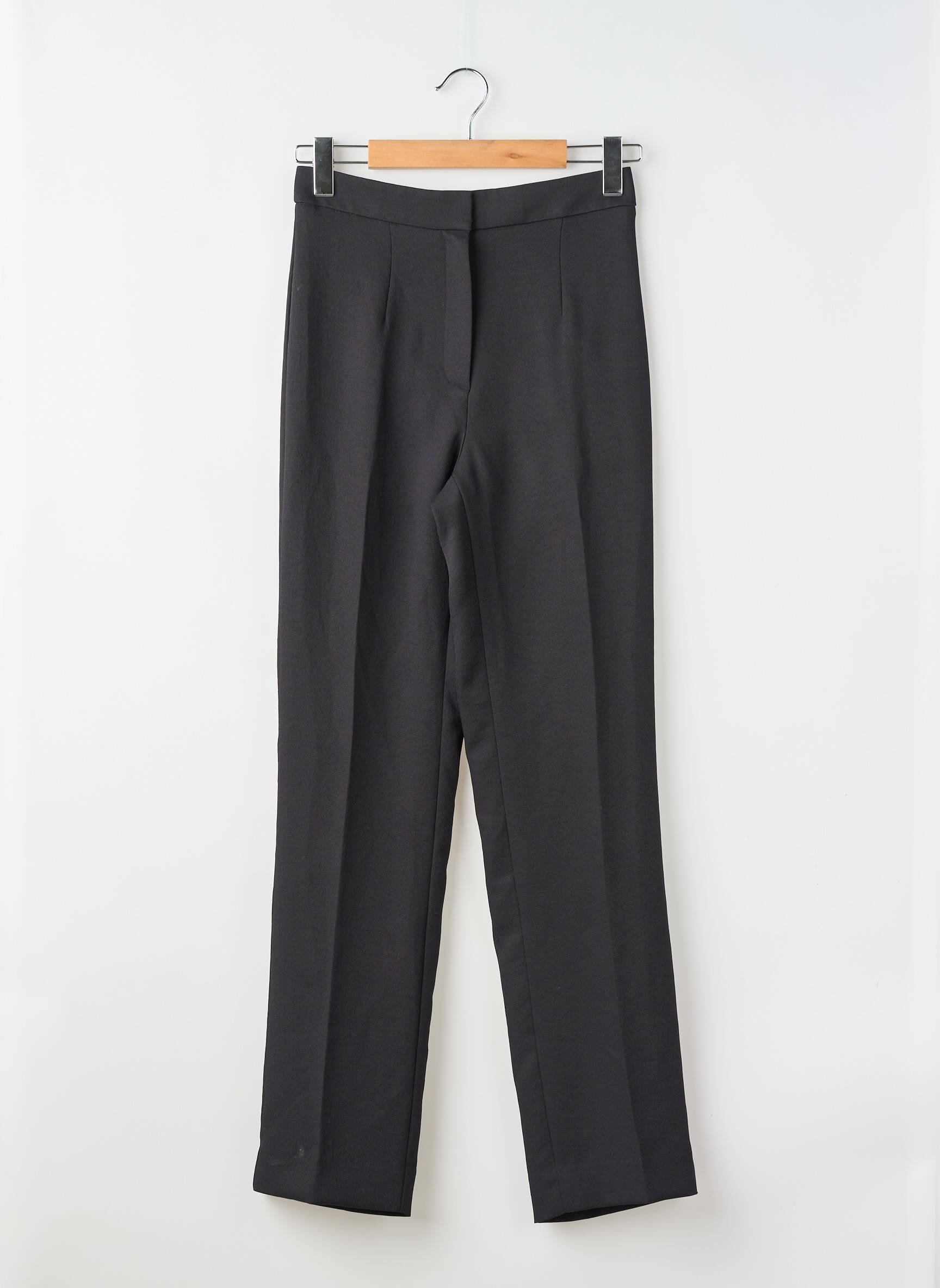 Pantalon droit tissage crêpe taille haute noir KOOKAI femme