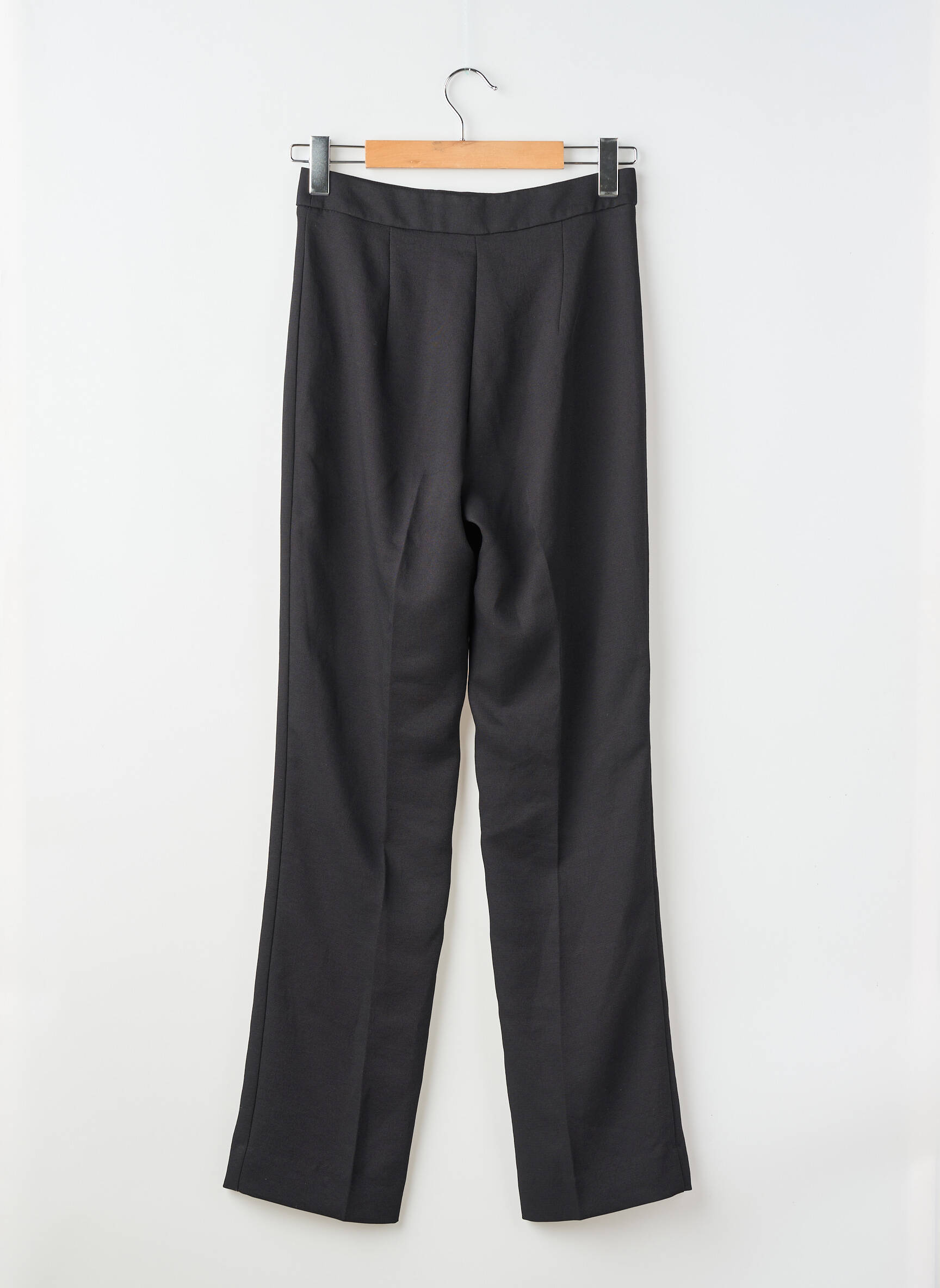 Pantalon droit tissage crêpe taille haute noir KOOKAI femme