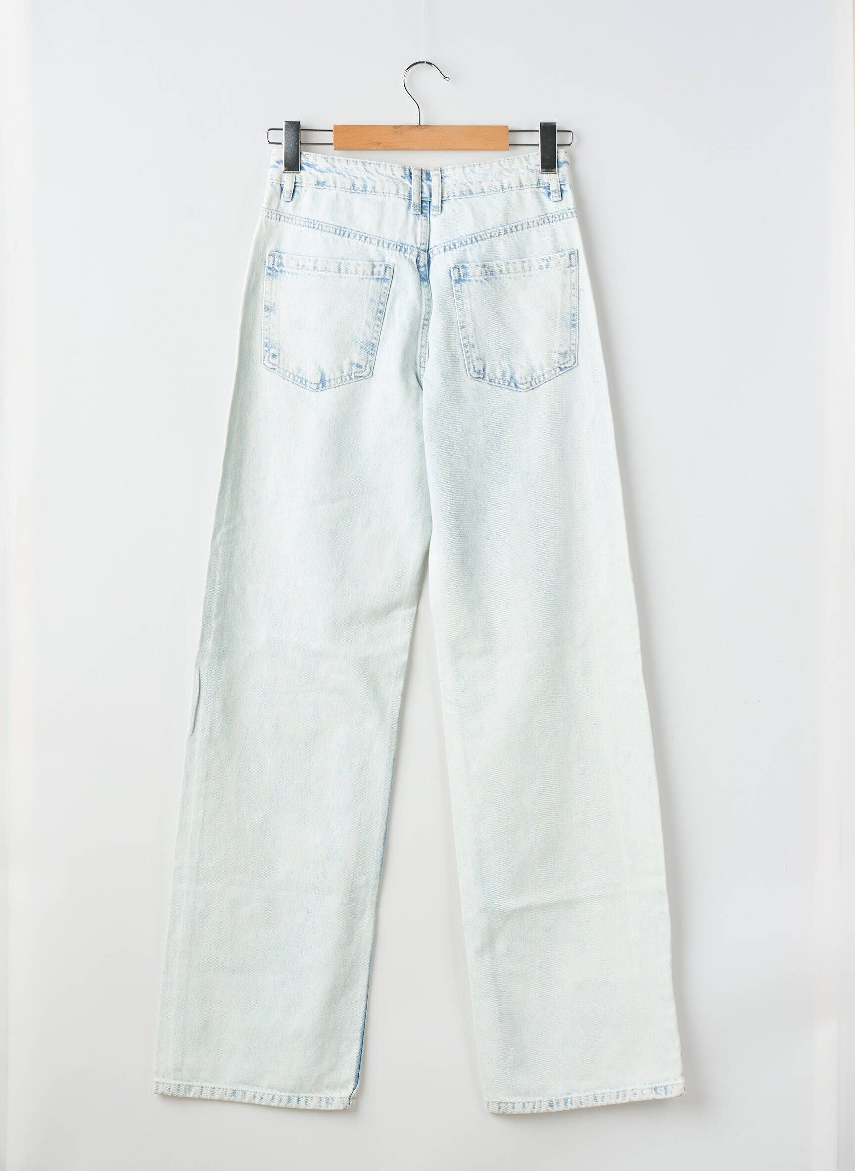 Jeans coupe droite broderie rivets taille haute bleu PIMKIE femme