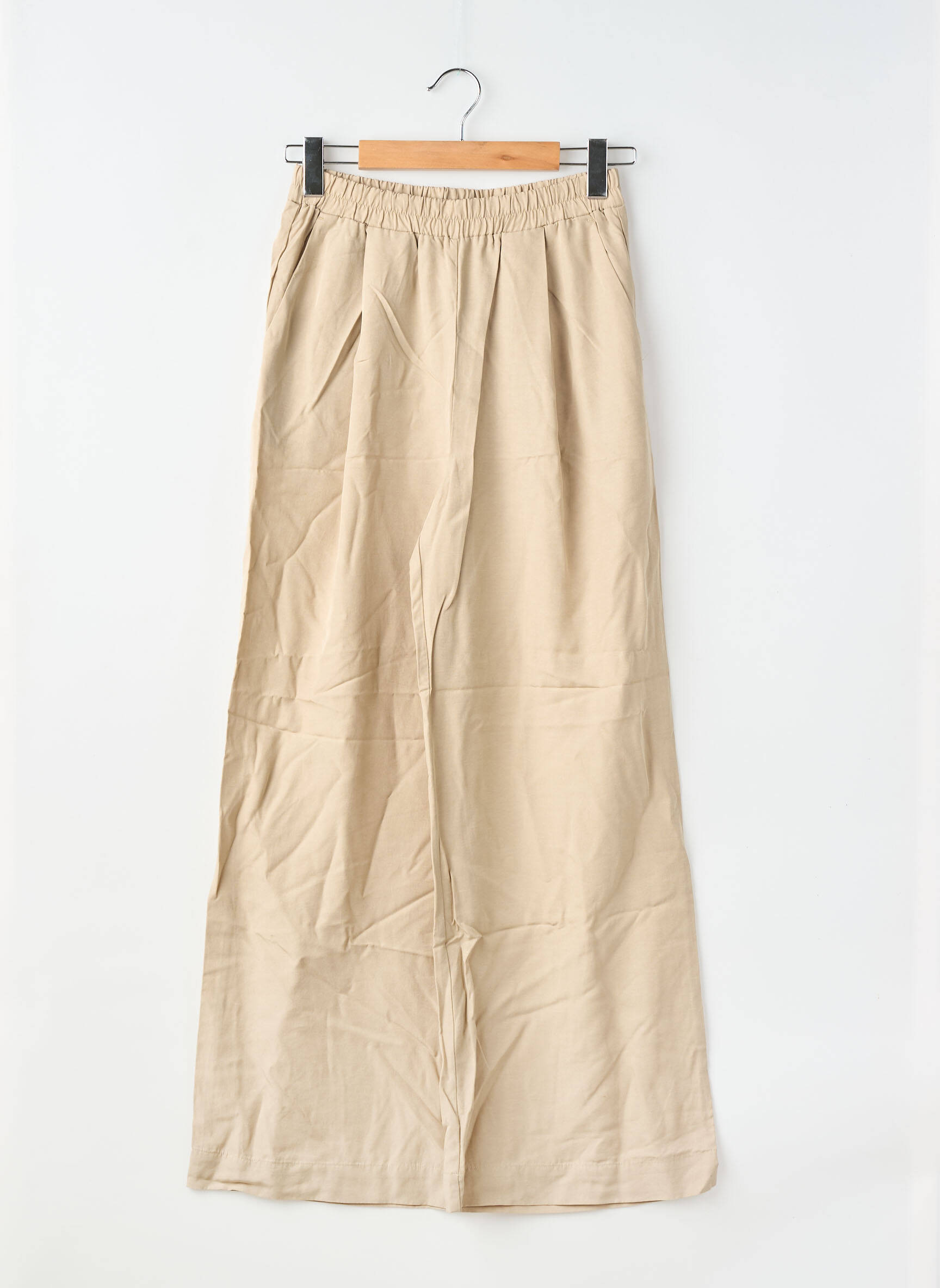 Pantalon large tissage popeline taille normale beige LES LUNES femme