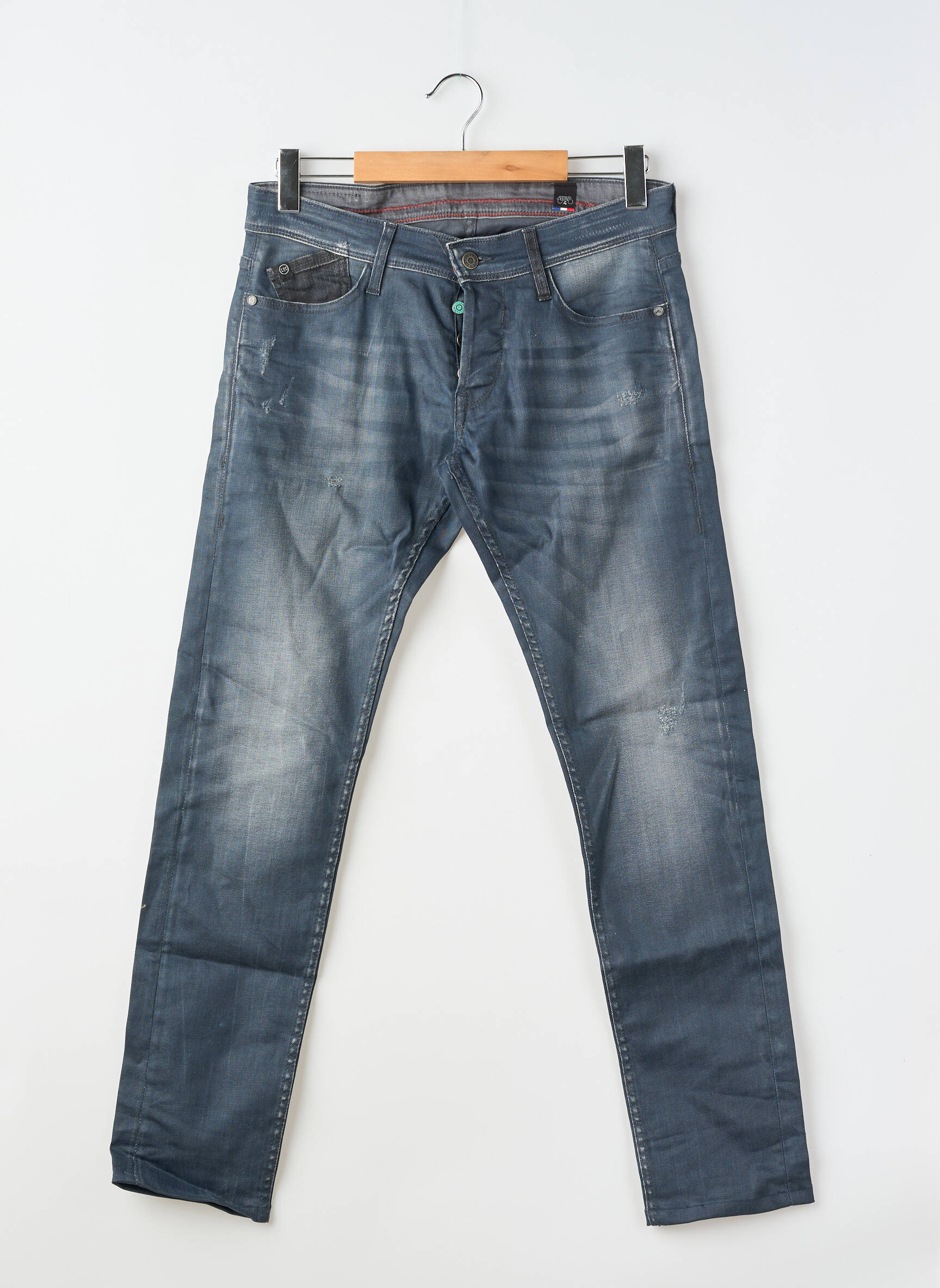 Jeans coupe slim fermeture boutonnée sur le devant taille normale bleu LE TEMPS DES CERISES homme