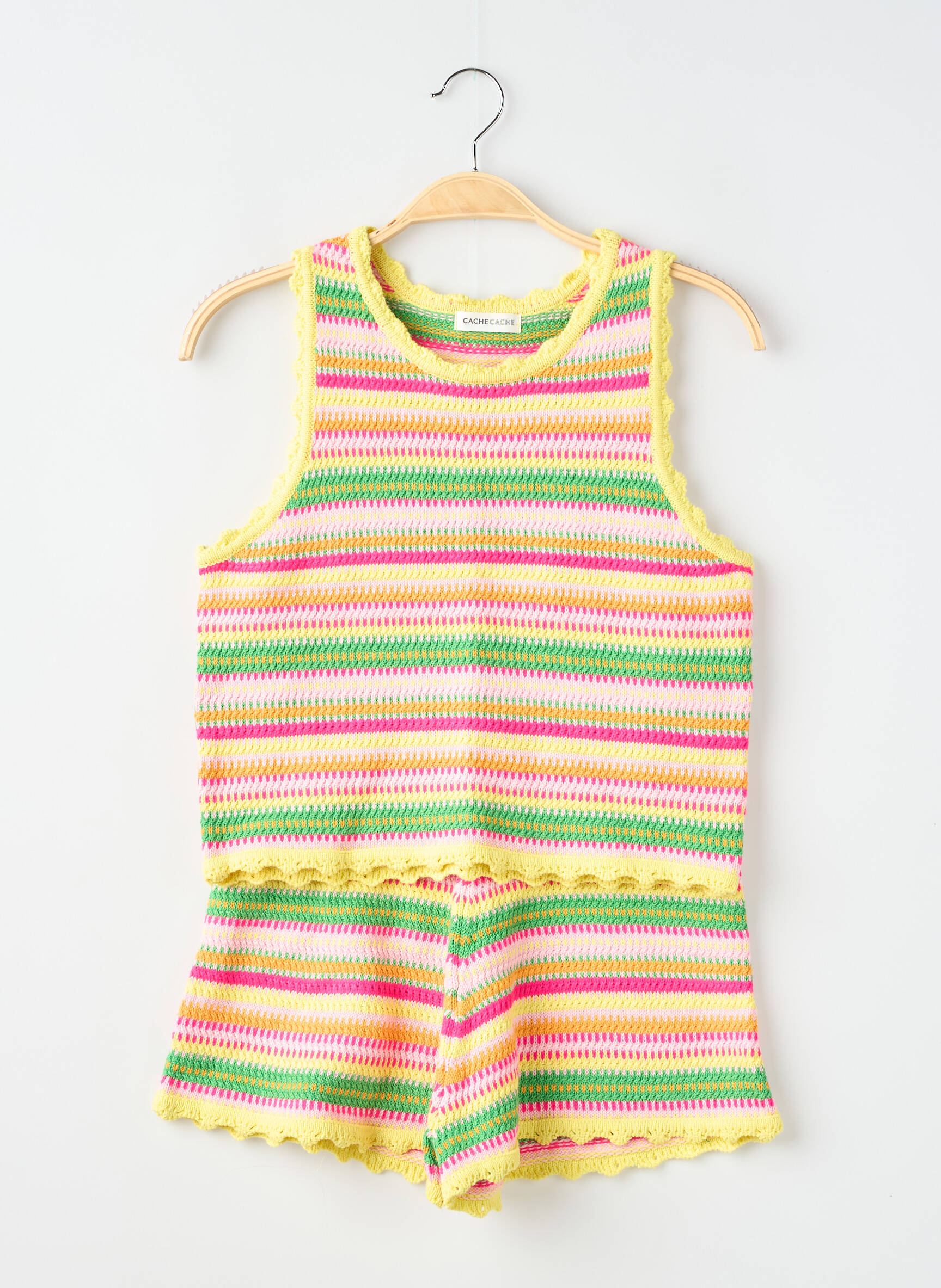 Ensemble short col rond jaune CACHE CACHE femme