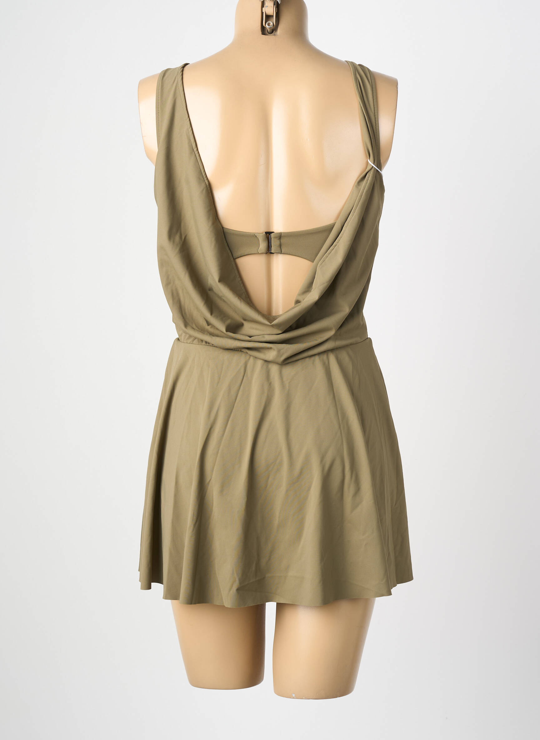 Maillot de bain 1 pièce effet matière satinée haut soutien-gorge avec mousse de rembourrage amovible vert HALARA femme