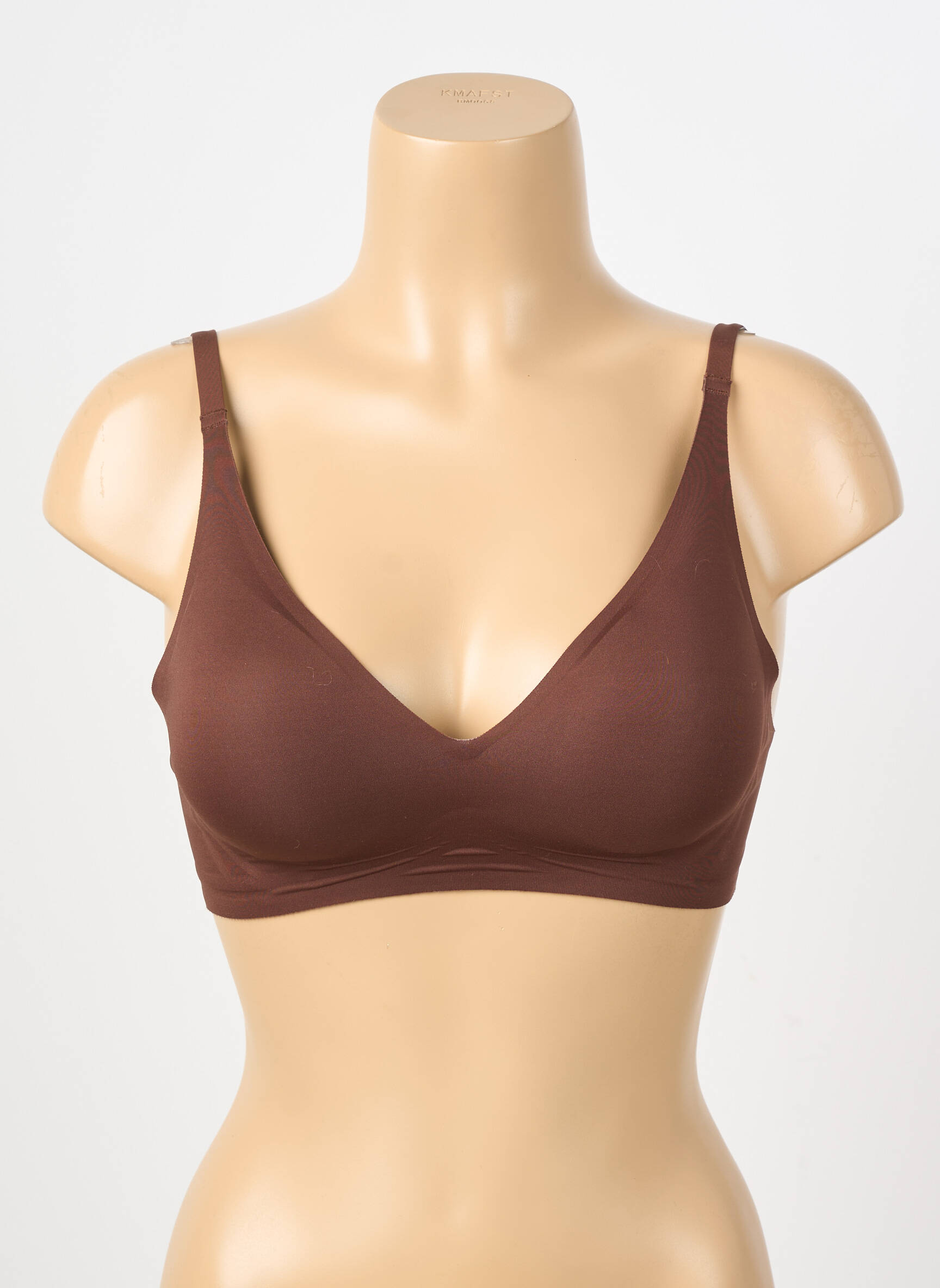 Soutien-gorge effet matière satinée haut soutien-gorge avec mousse de rembourrage amovible marron CREAMY FABRICS femme