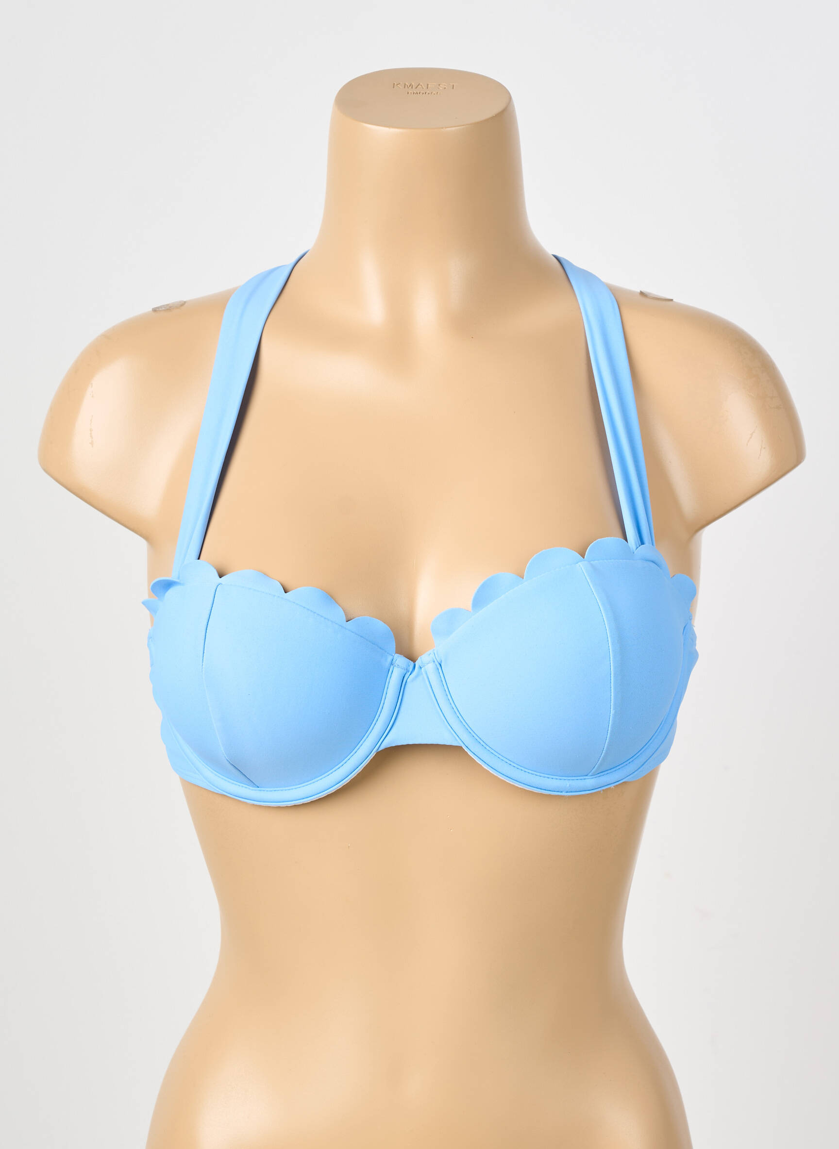 Haut de maillot de bain stretch haut soutien-gorge push-up bleu SANS MARQUE femme