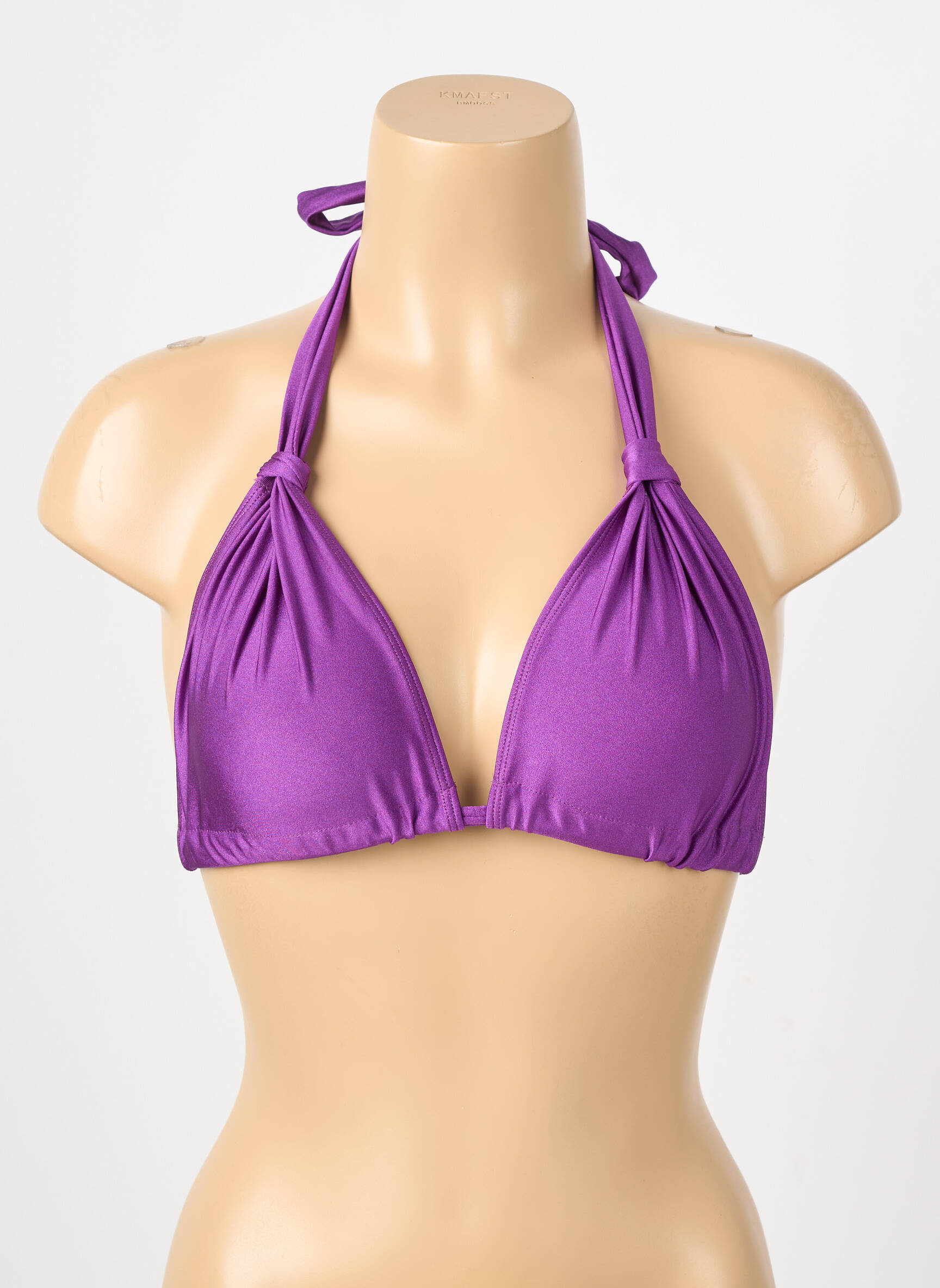Soutien-gorge effet matière satinée haut triangles violet SANS MARQUE femme