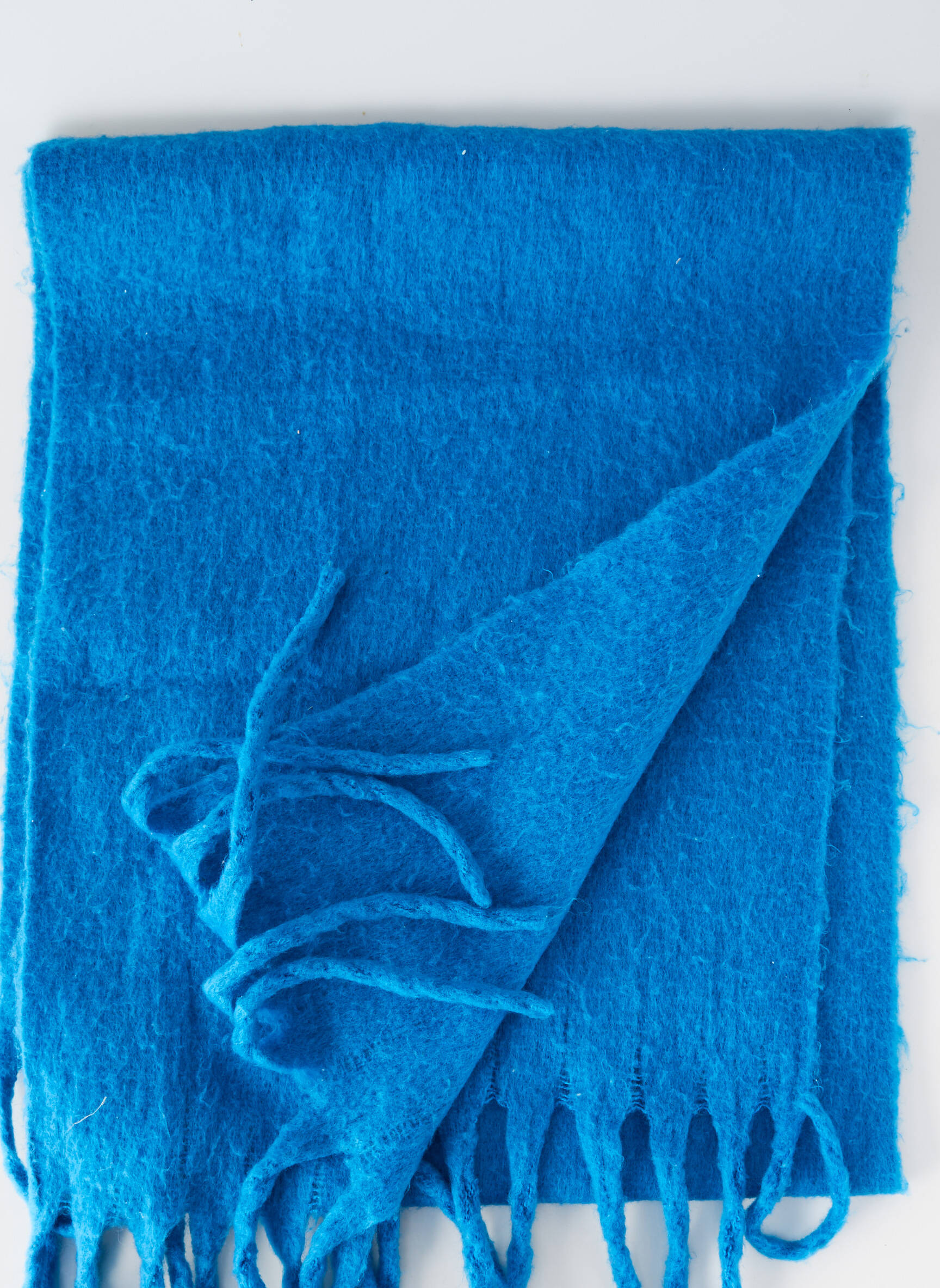Echarpe maille maille poilu bleu SANS MARQUE femme