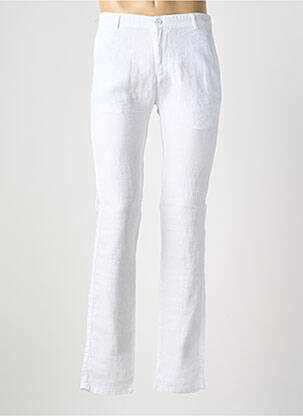 Pantalon slim fermeture zippée sous rabat boutonné blanc BLUE LEMON homme