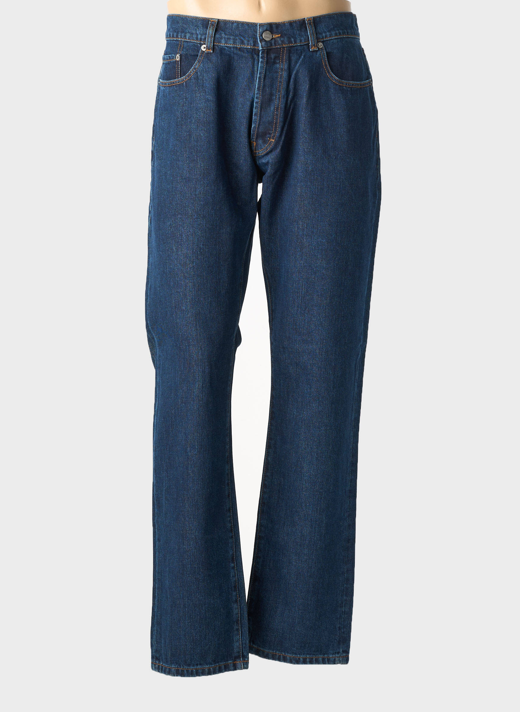 Jeans coupe droite fermeture zippée sous rabat boutonné bleu RED BEE homme