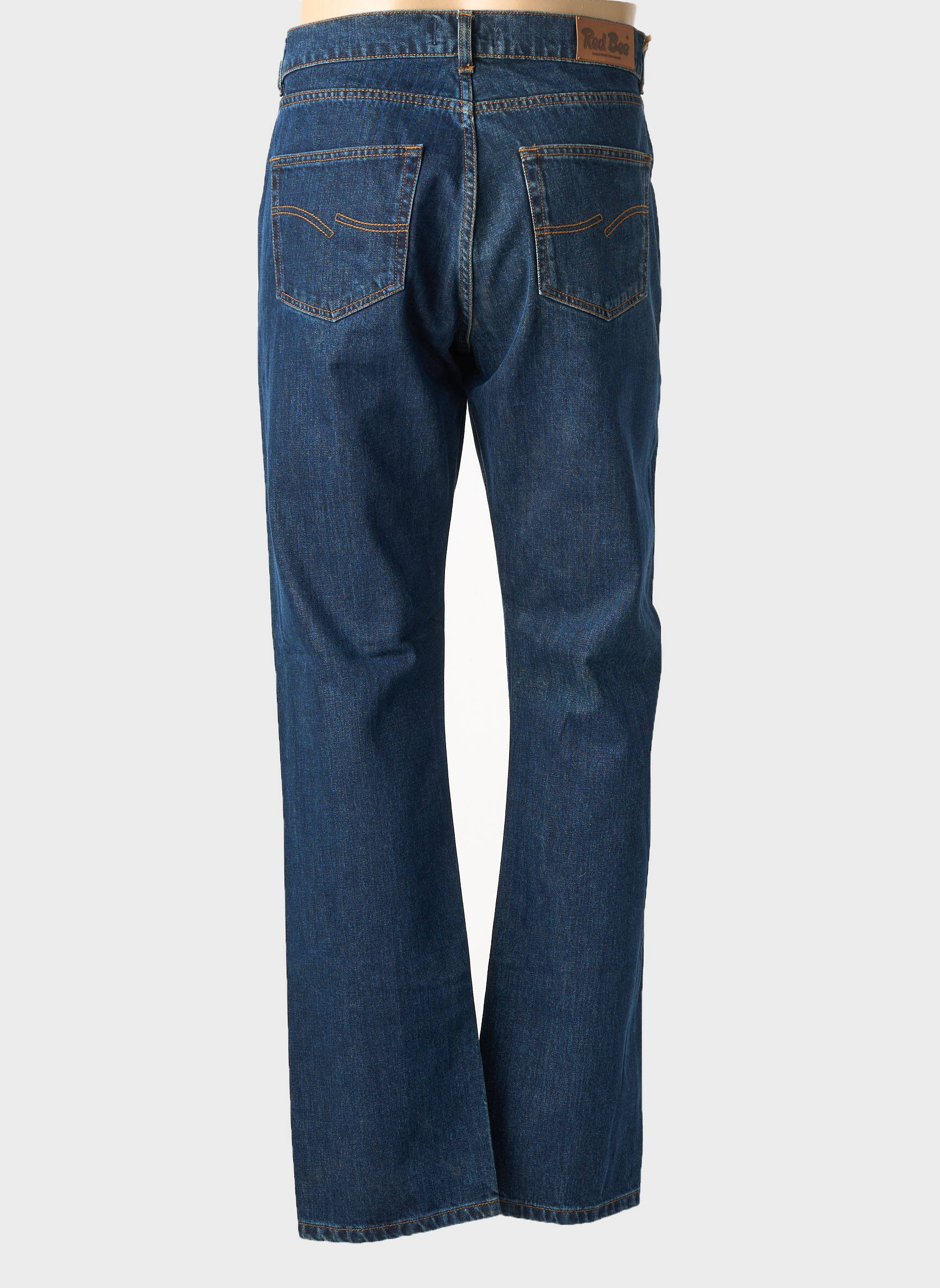 Jeans coupe droite fermeture zippée sous rabat boutonné bleu RED BEE homme