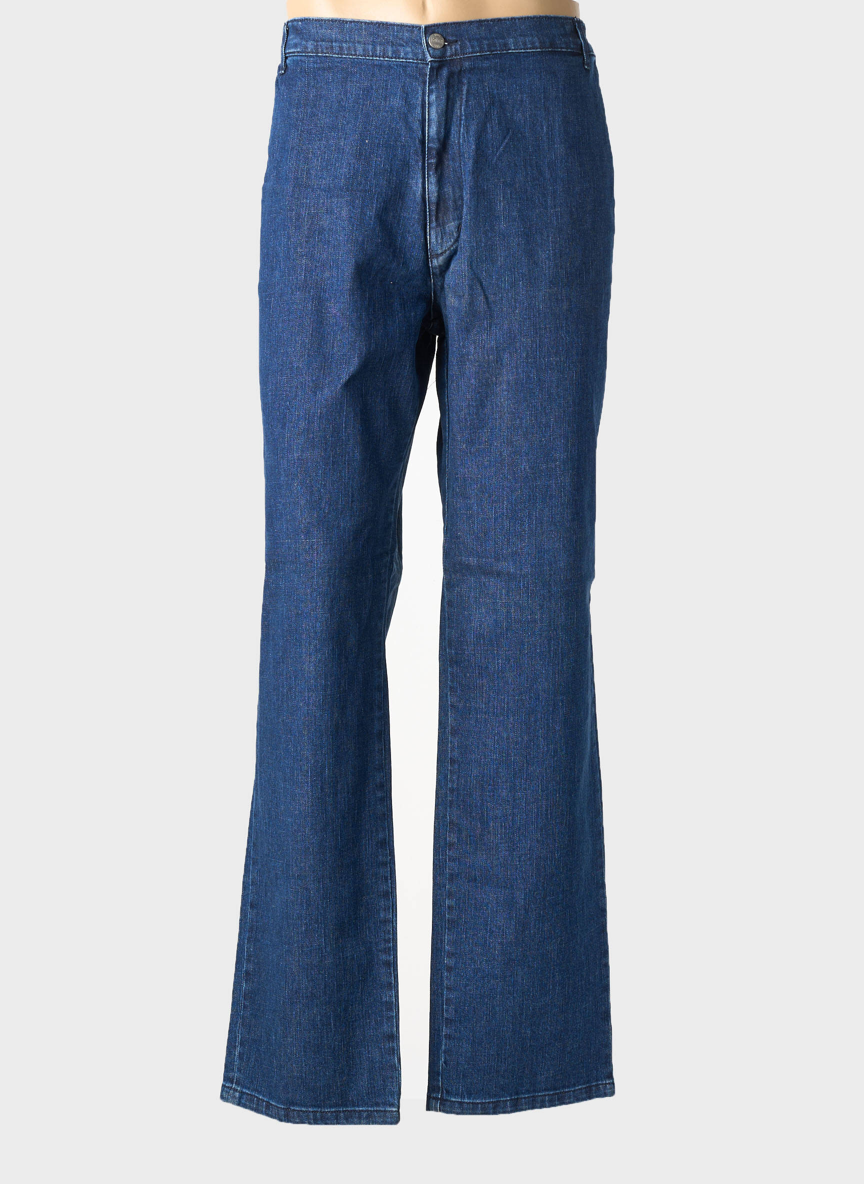 Jeans coupe droite fermeture zippée sous rabat boutonné bleu GALLICE homme