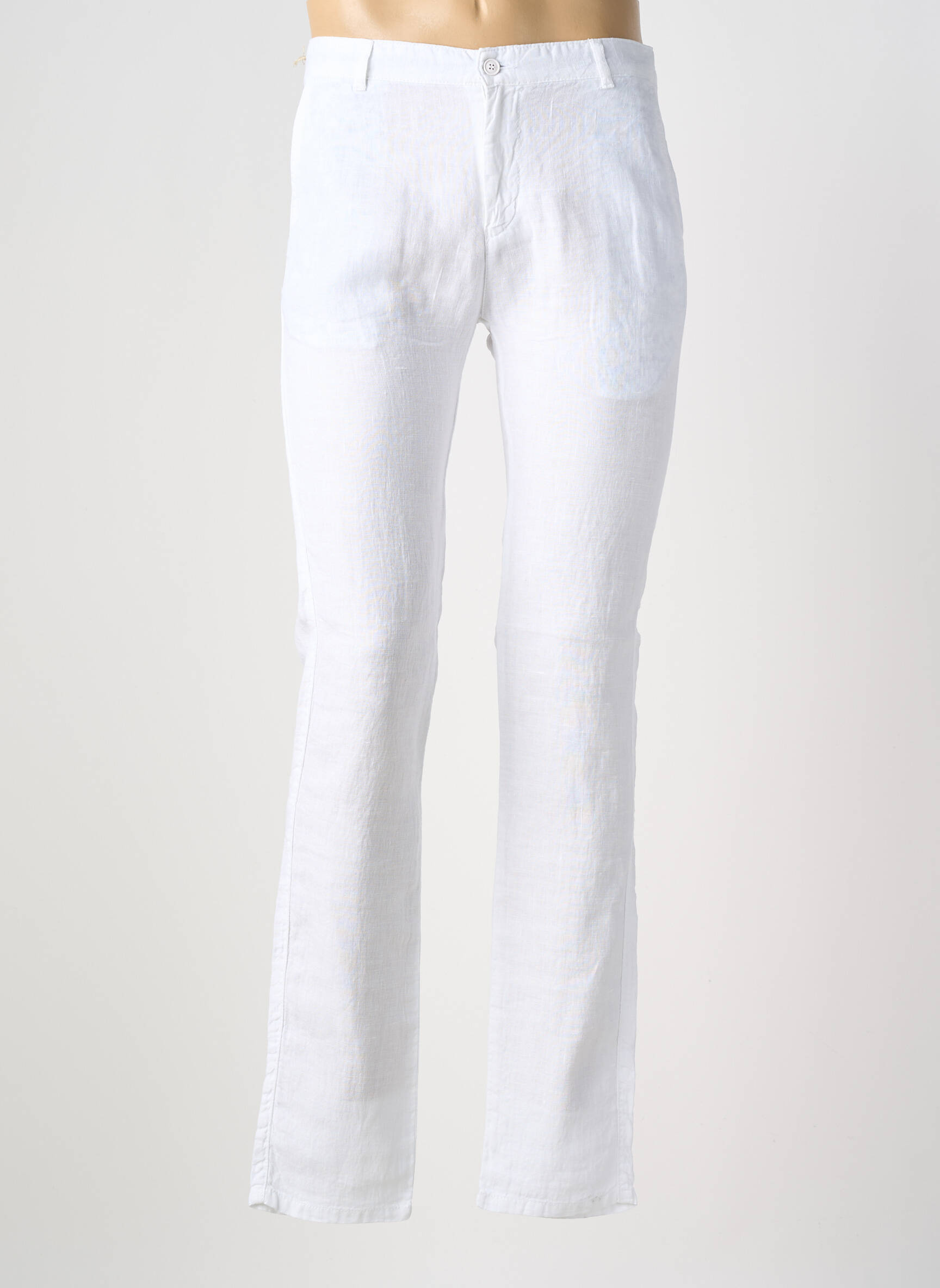 Pantalon slim fermeture zippée sous rabat boutonné blanc BLUE LEMON homme
