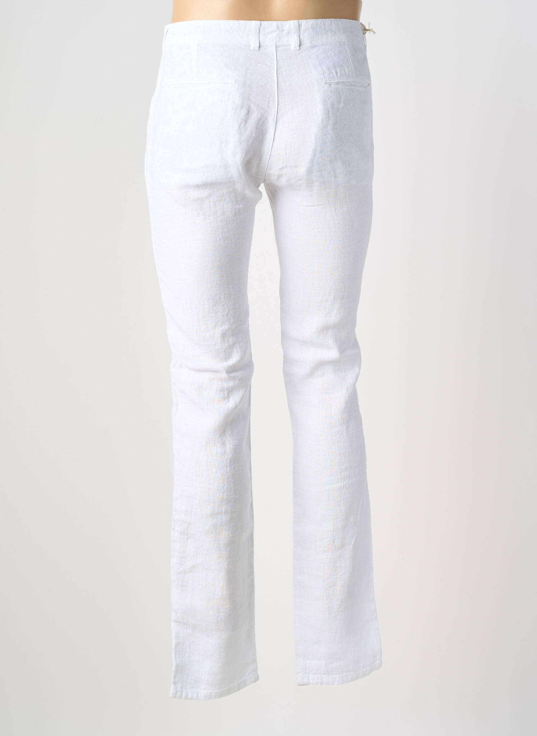 Pantalon slim fermeture zippée sous rabat boutonné blanc BLUE LEMON homme