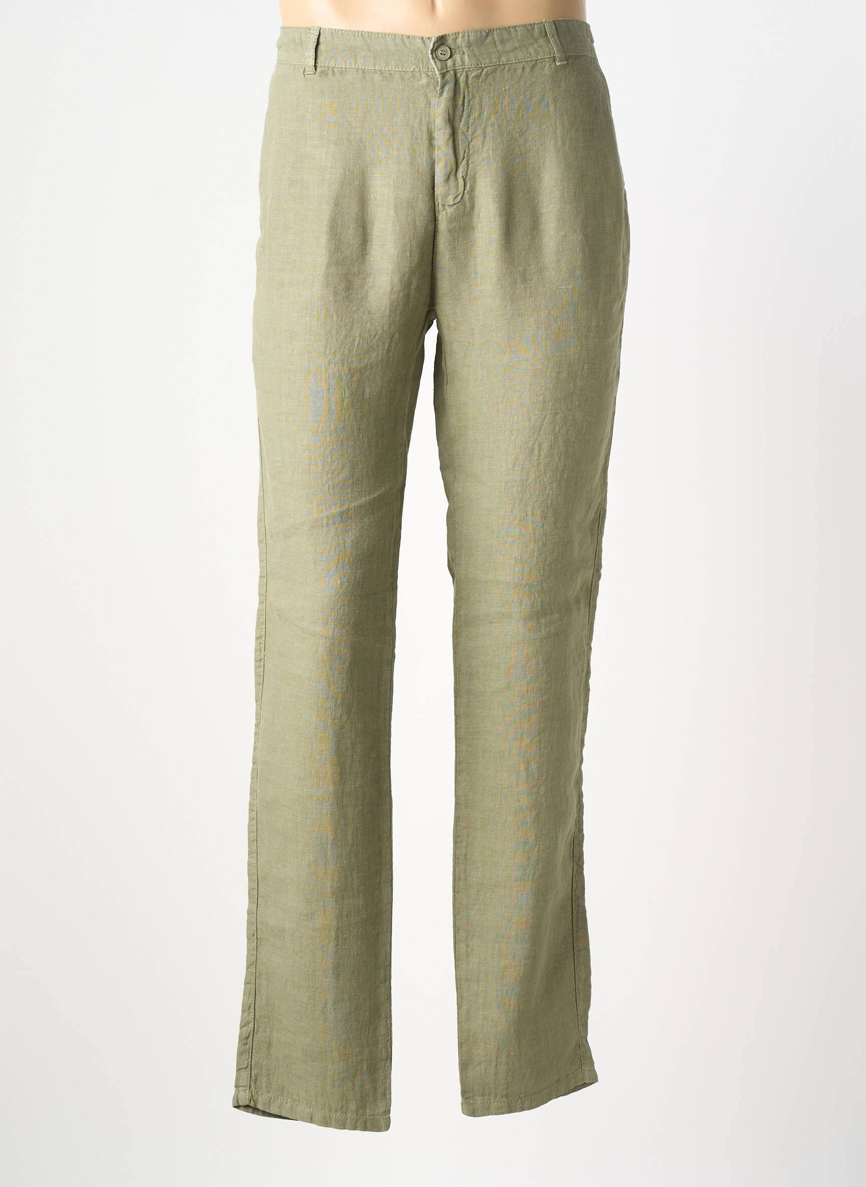 Pantalon slim fermeture zippée sous rabat boutonné vert BLUE LEMON homme