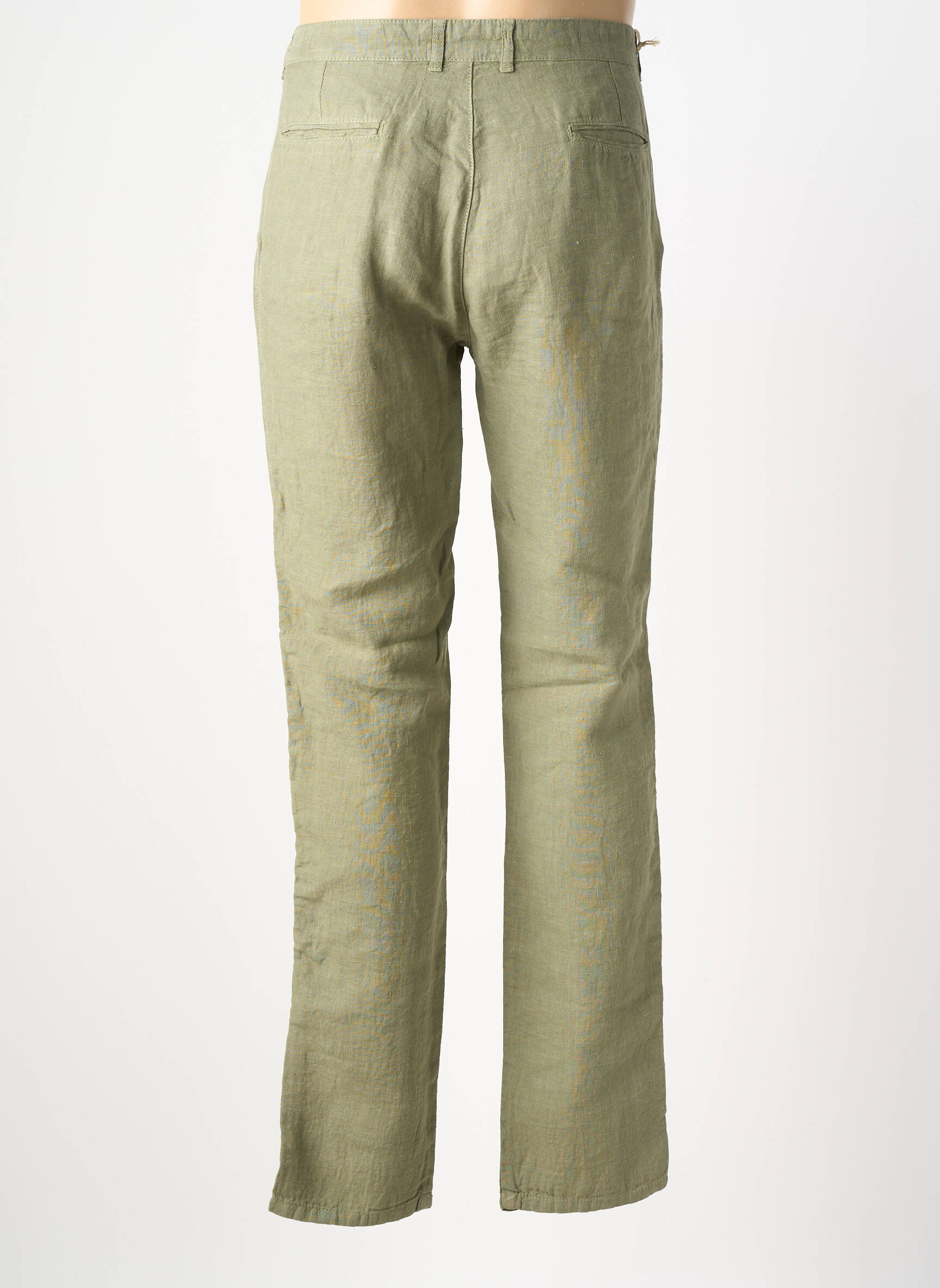 Pantalon slim fermeture zippée sous rabat boutonné vert BLUE LEMON homme