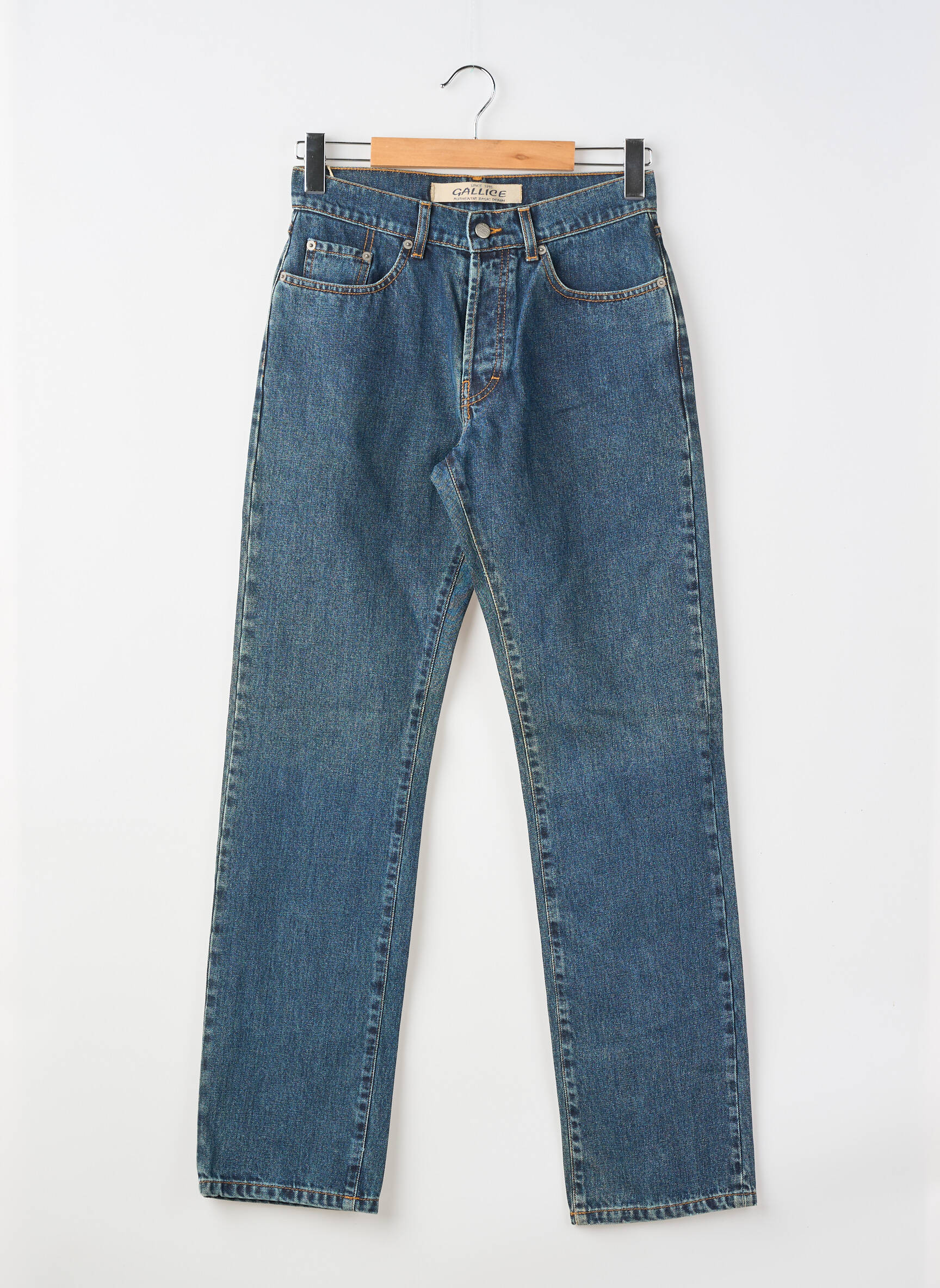 Jeans coupe droite fermeture zippée sous rabat boutonné bleu GALLICE homme