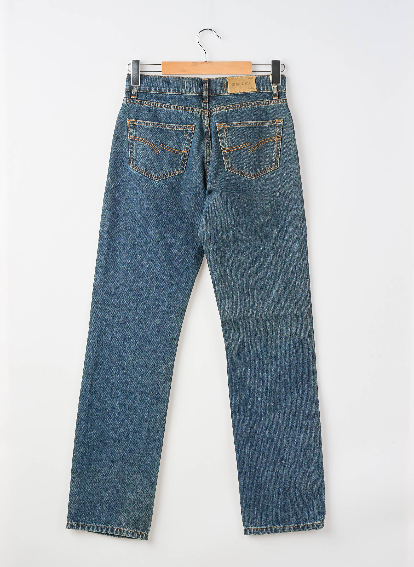 Jeans coupe droite fermeture zippée sous rabat boutonné bleu GALLICE homme