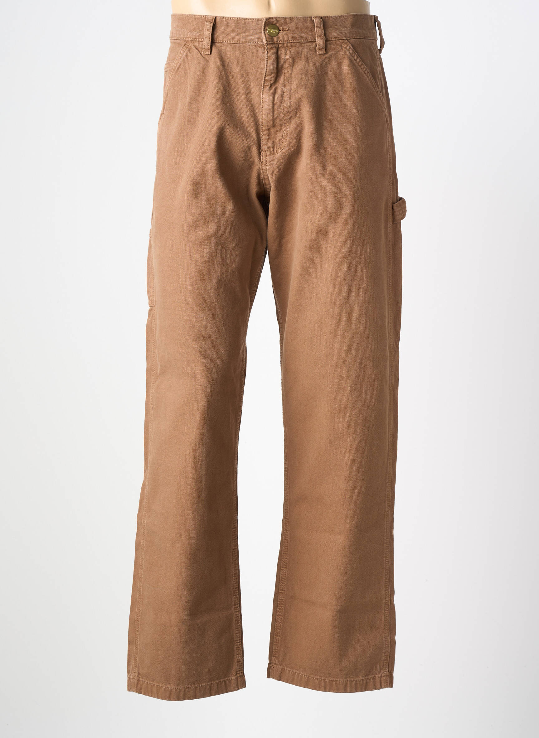 Jeans coupe droite fermeture zippée sous rabat boutonné taille normale marron JACK & JONES homme