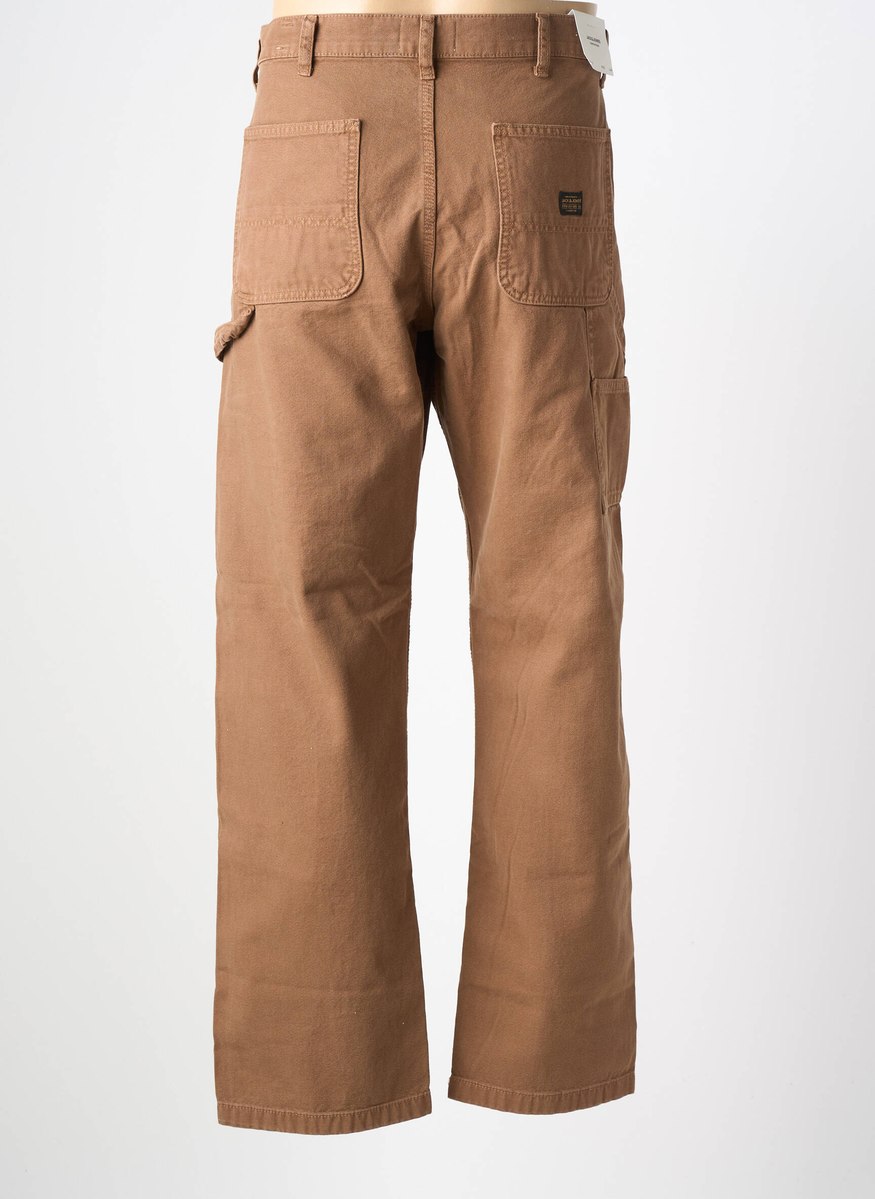 Jeans coupe droite fermeture zippée sous rabat boutonné taille normale marron JACK & JONES homme