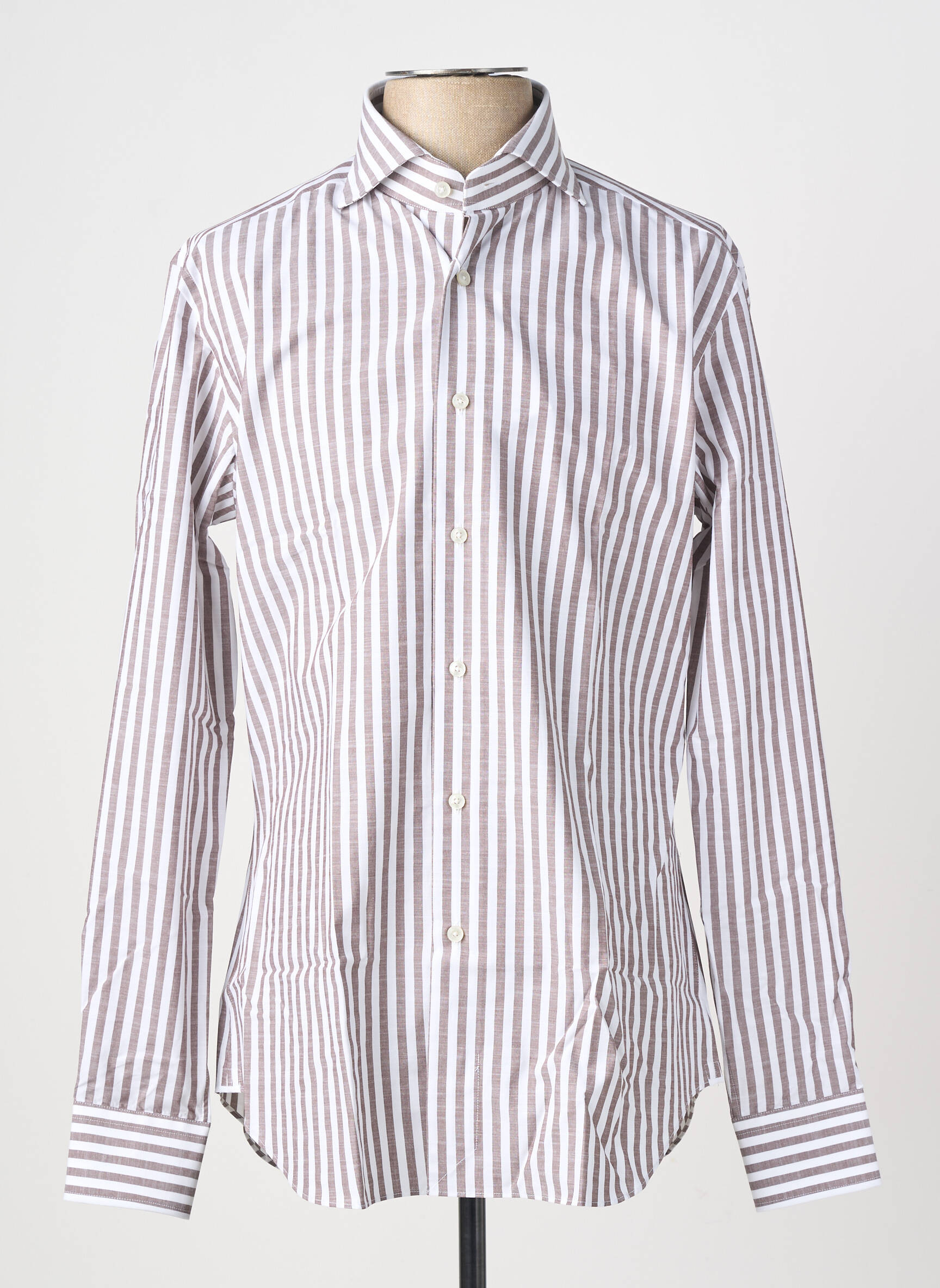 Chemise manches longues coupe cintrée marron XACUS homme
