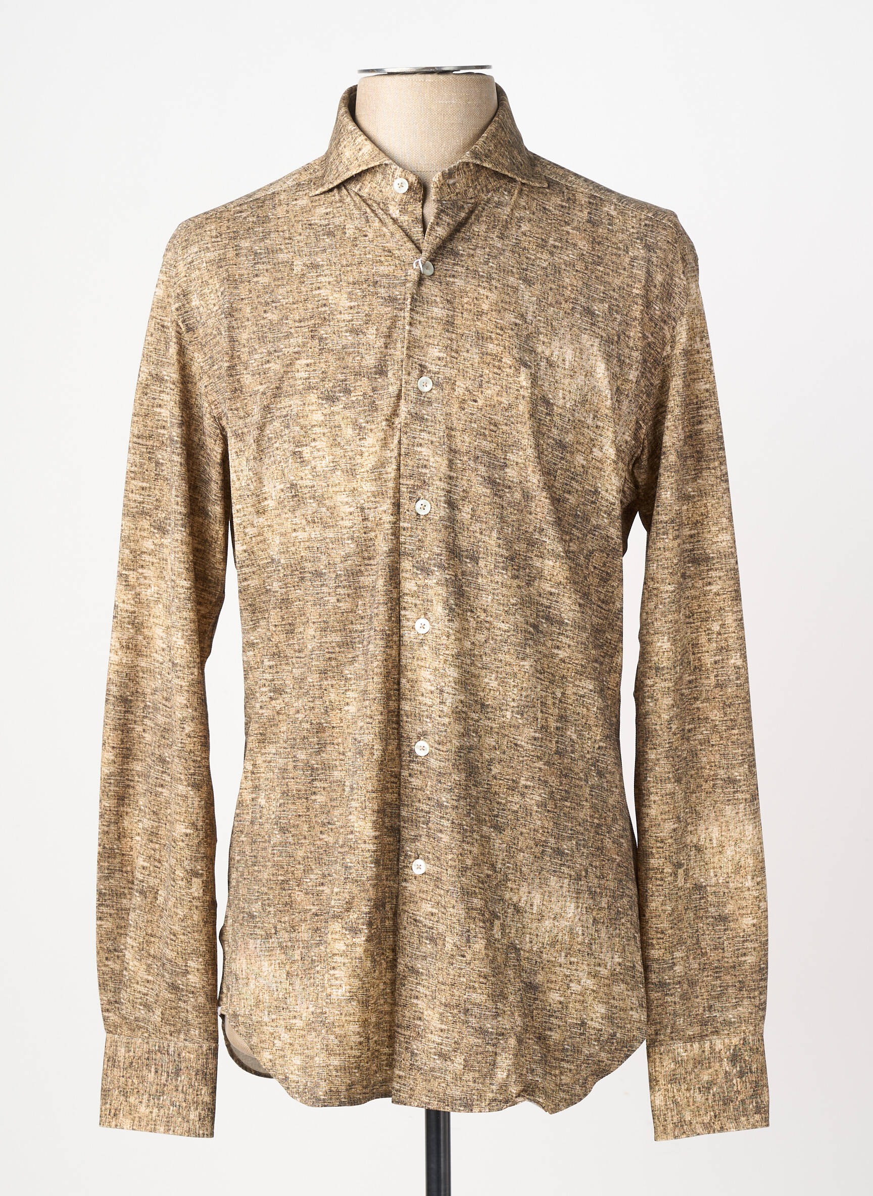 Chemise manches longues imprimé fantaisie marron XACUS homme