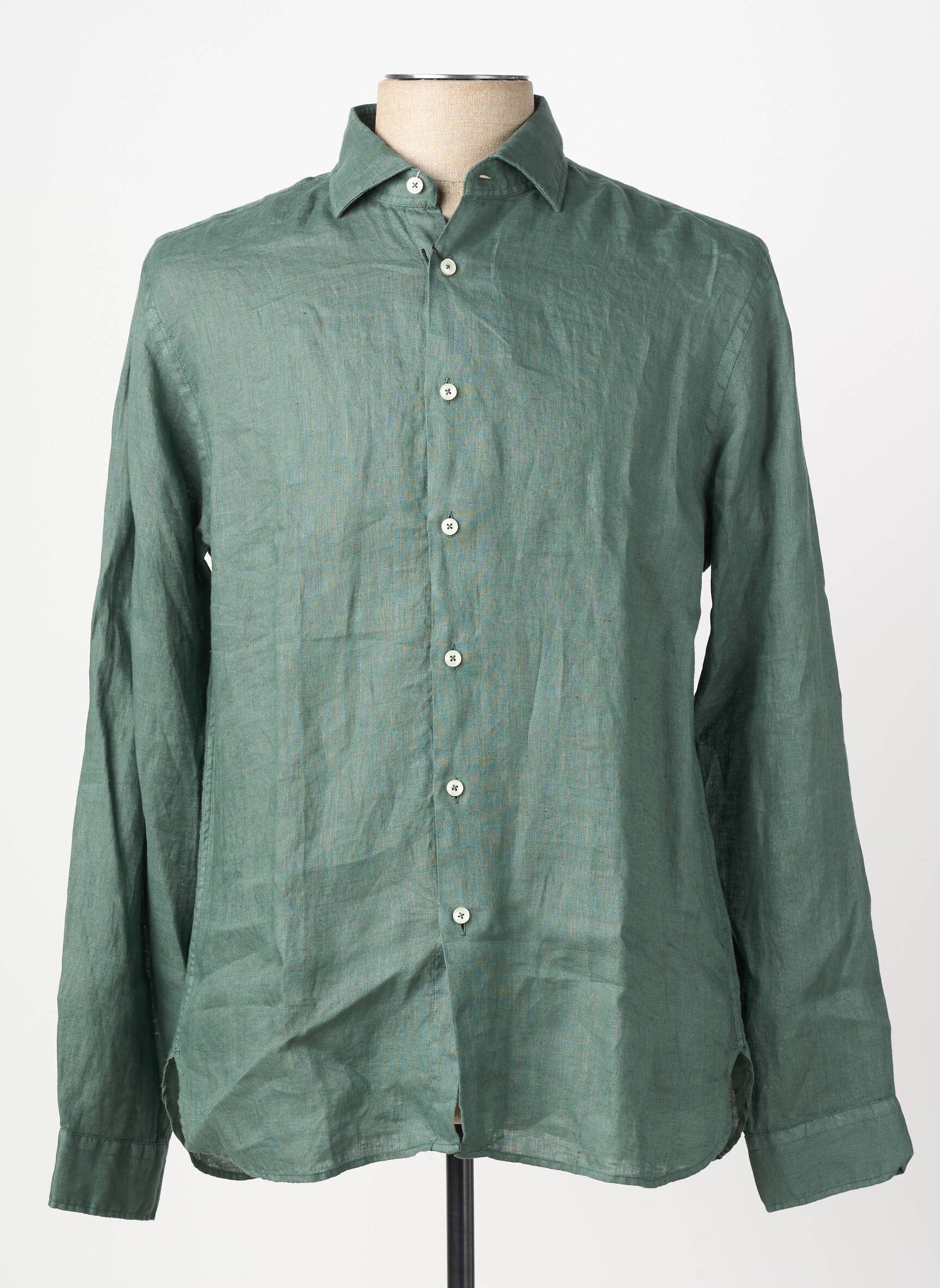 Chemise manches longues coupe droite vert XACUS homme