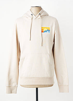 Sweat-shirt à capuche poches manches longues beige JACK & JONES homme