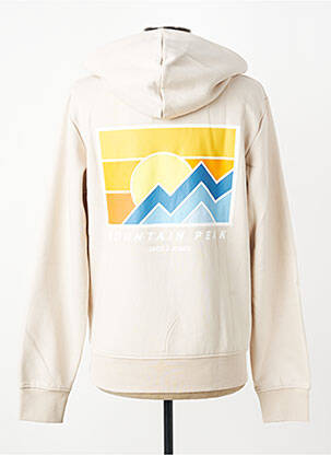 Sweat-shirt à capuche poches manches longues beige JACK & JONES homme