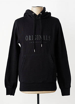 Sweat-shirt à capuche poches manches longues noir JACK & JONES homme