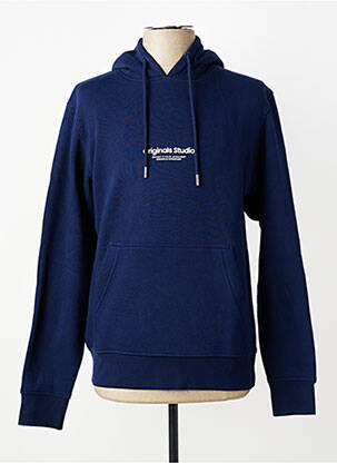 Sweat-shirt à capuche poches manches longues bleu JACK & JONES homme